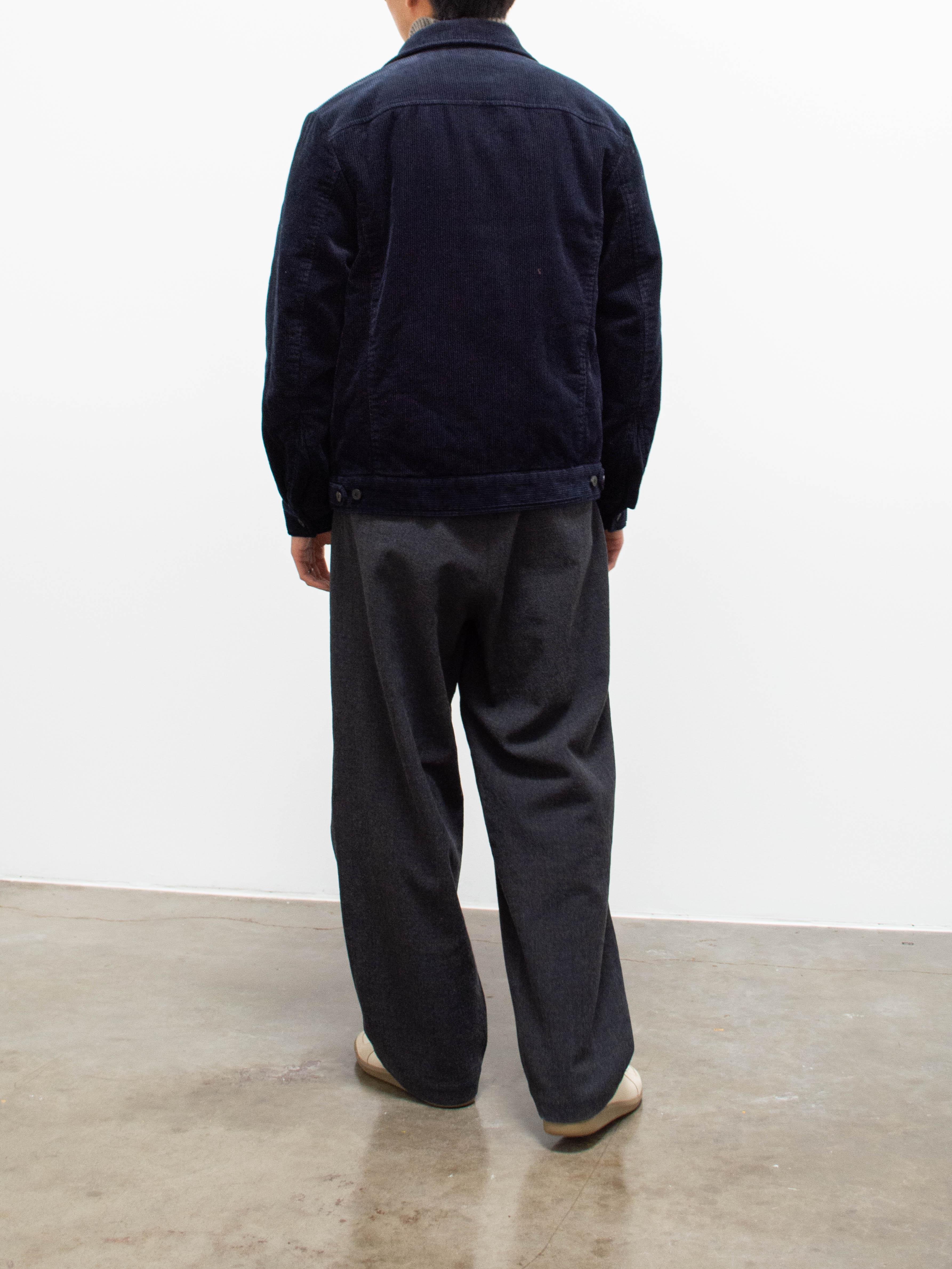 Namu Shop - Phlannel Winter Loop Yarn Wide Easy Trousers - Deep Gray