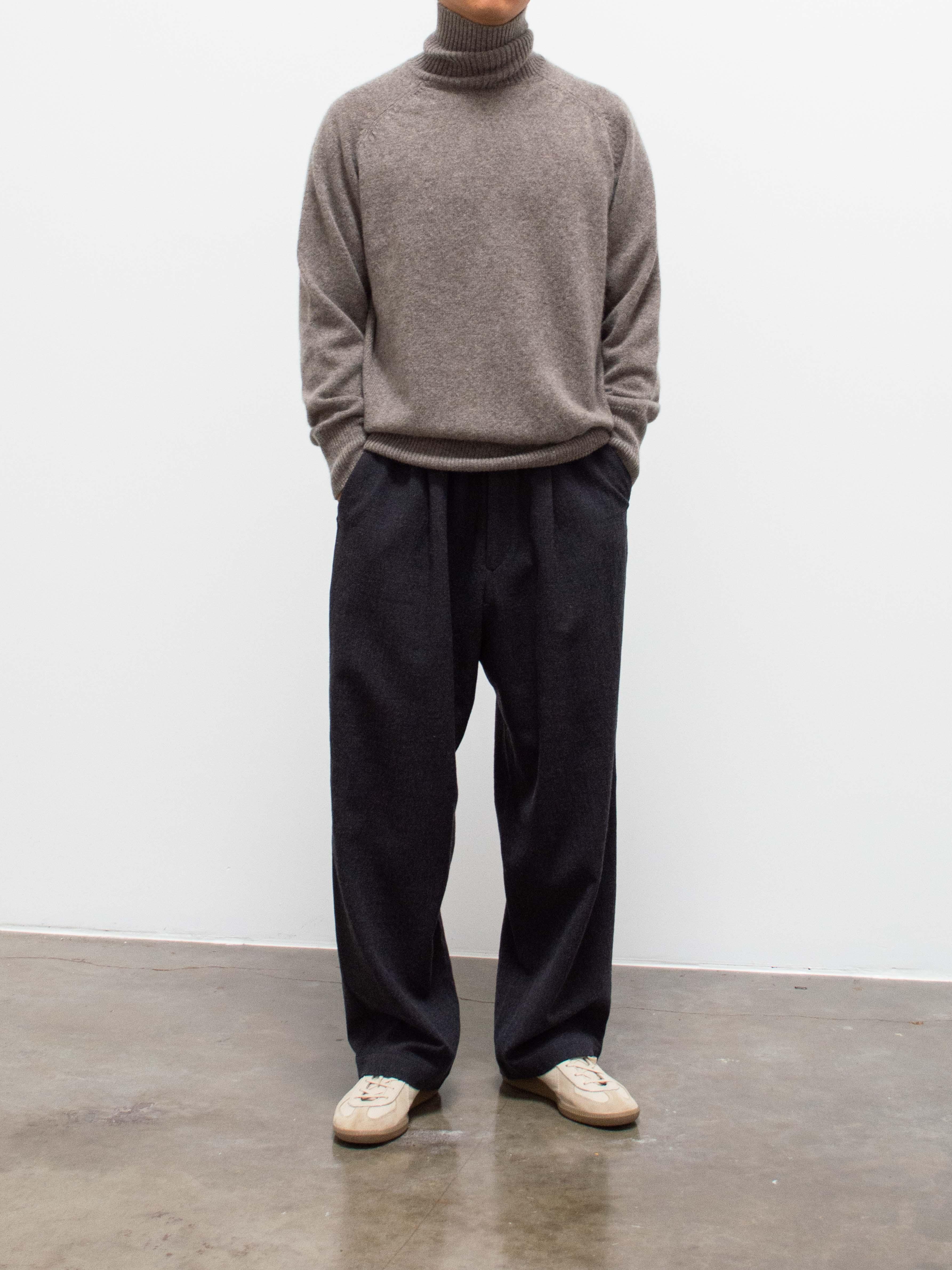 Namu Shop - Phlannel Winter Loop Yarn Wide Easy Trousers - Deep Gray