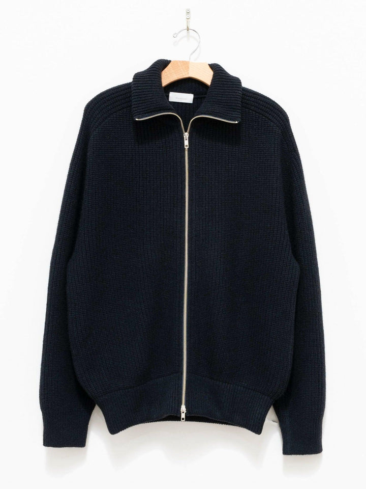 Namu Shop - Phlannel Wool Yak Driving Knit Blouson - Navy