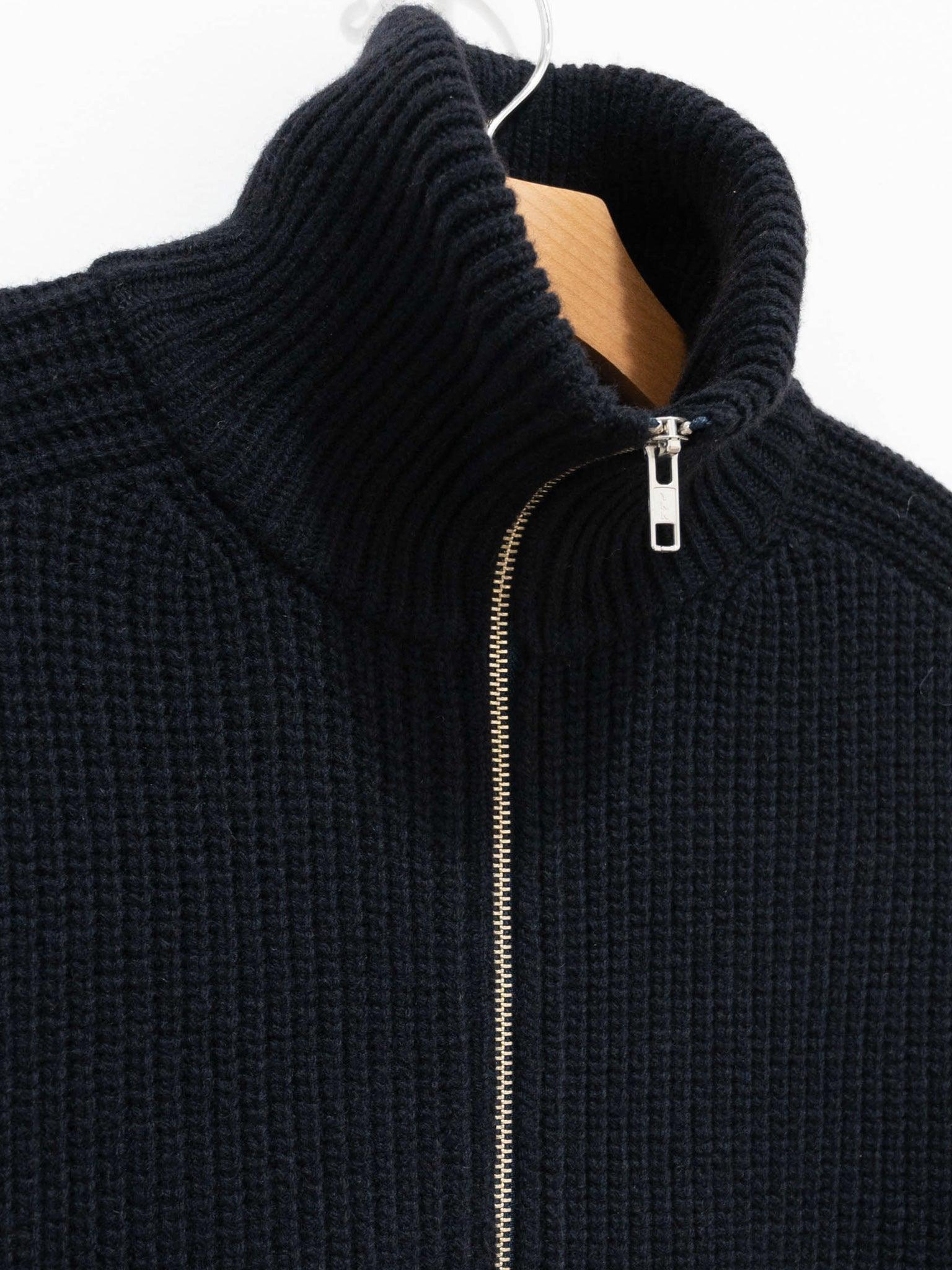 Namu Shop - Phlannel Wool Yak Driving Knit Blouson - Navy