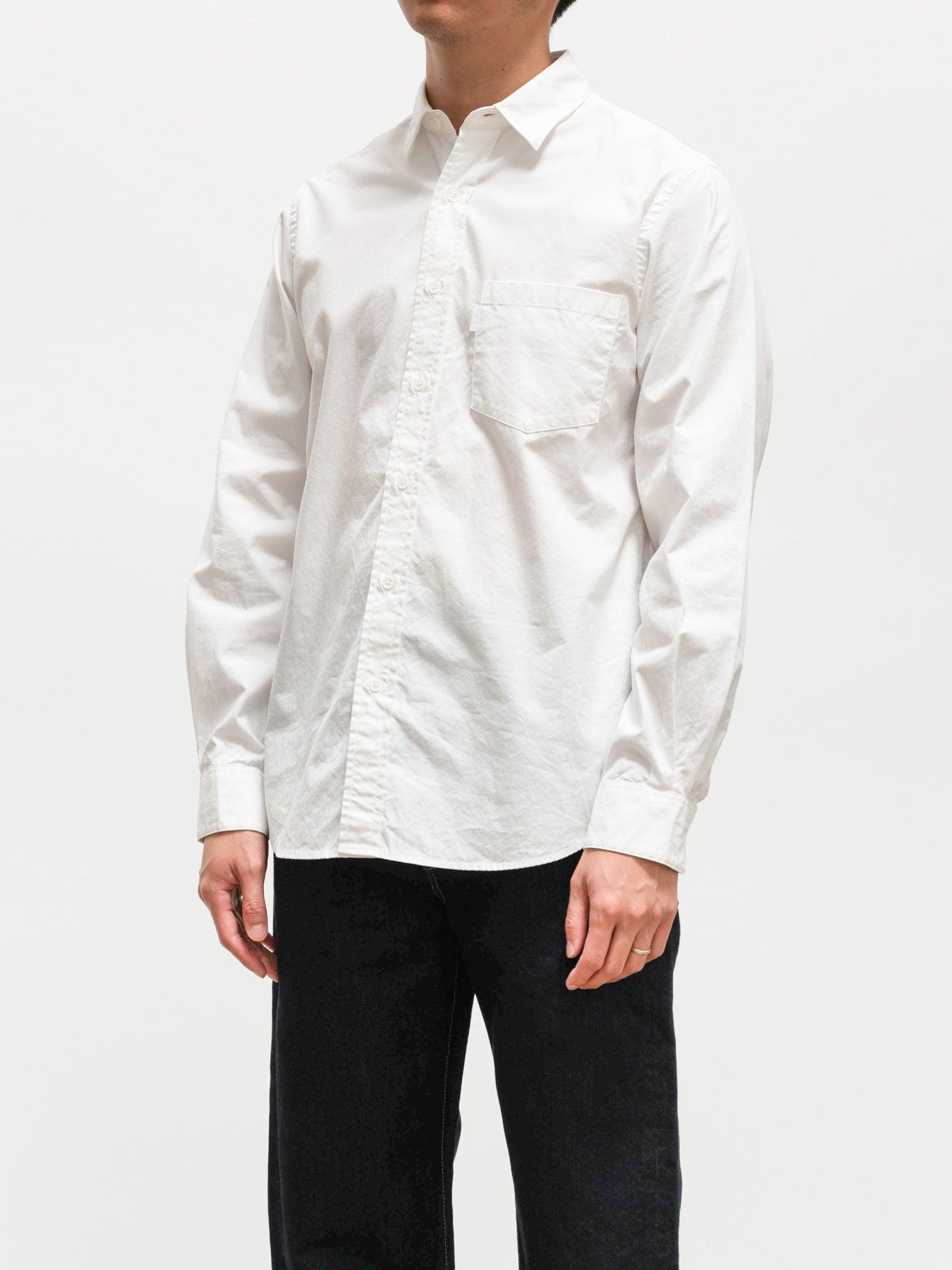 Namu Shop - S H Regular Collar Shirt - Blue