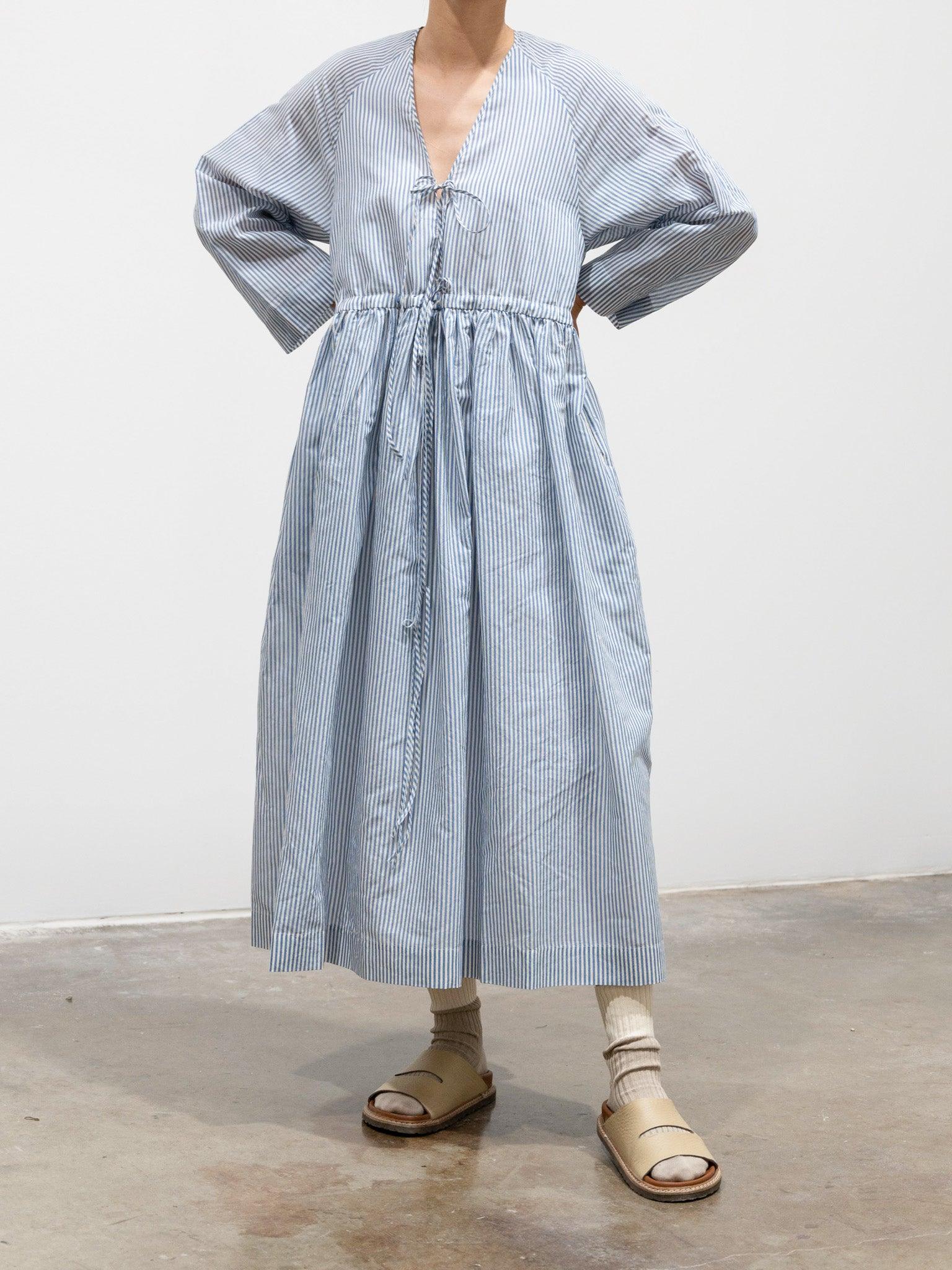 Namu Shop - Sara Lanzi Mina Dress - Organza White/Blue Stripes