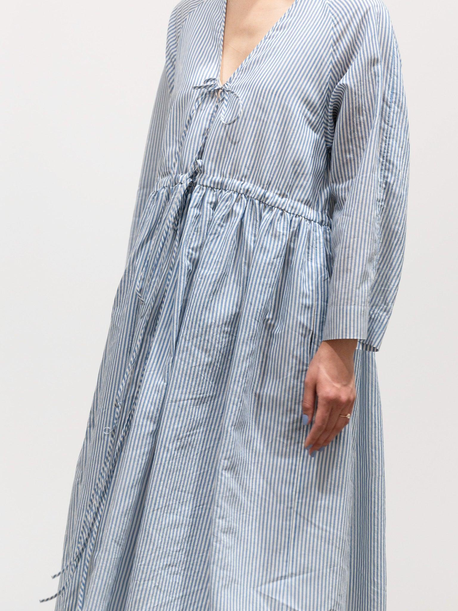 Namu Shop - Sara Lanzi Mina Dress - Organza White/Blue Stripes