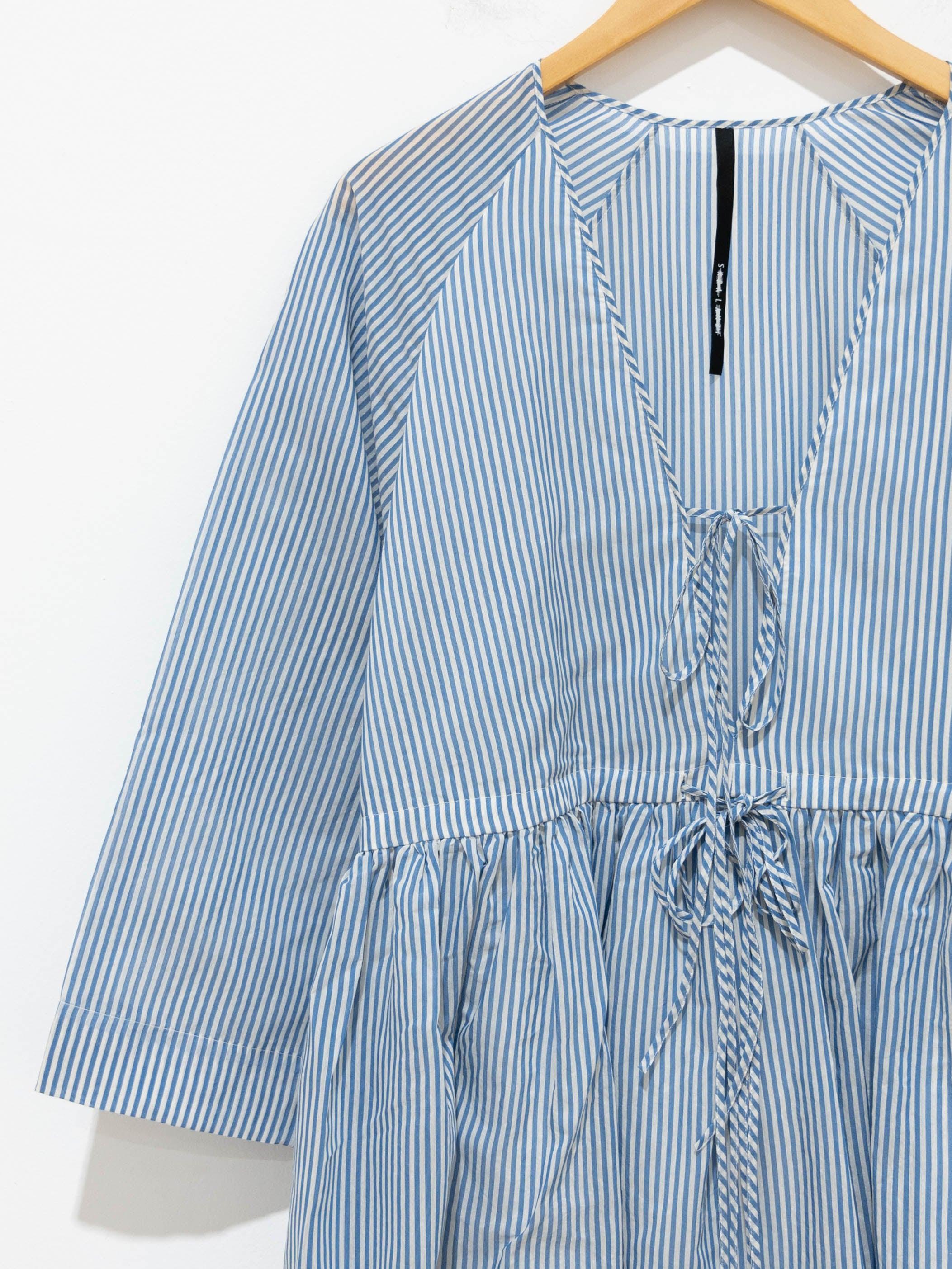 Namu Shop - Sara Lanzi Mina Dress - Organza White/Blue Stripes