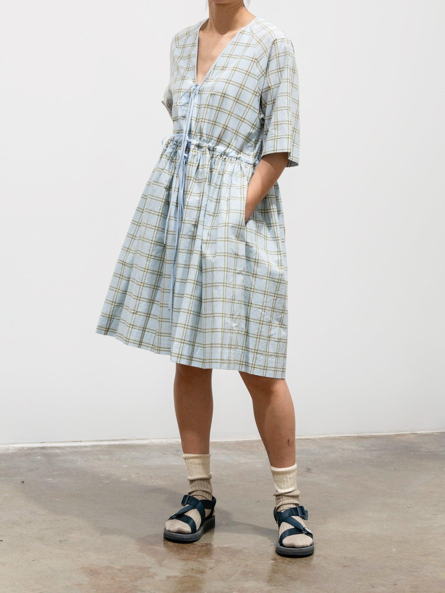 Namu Shop - Sara Lanzi Minetta Dress - Wrinkled Fil a Fil Check