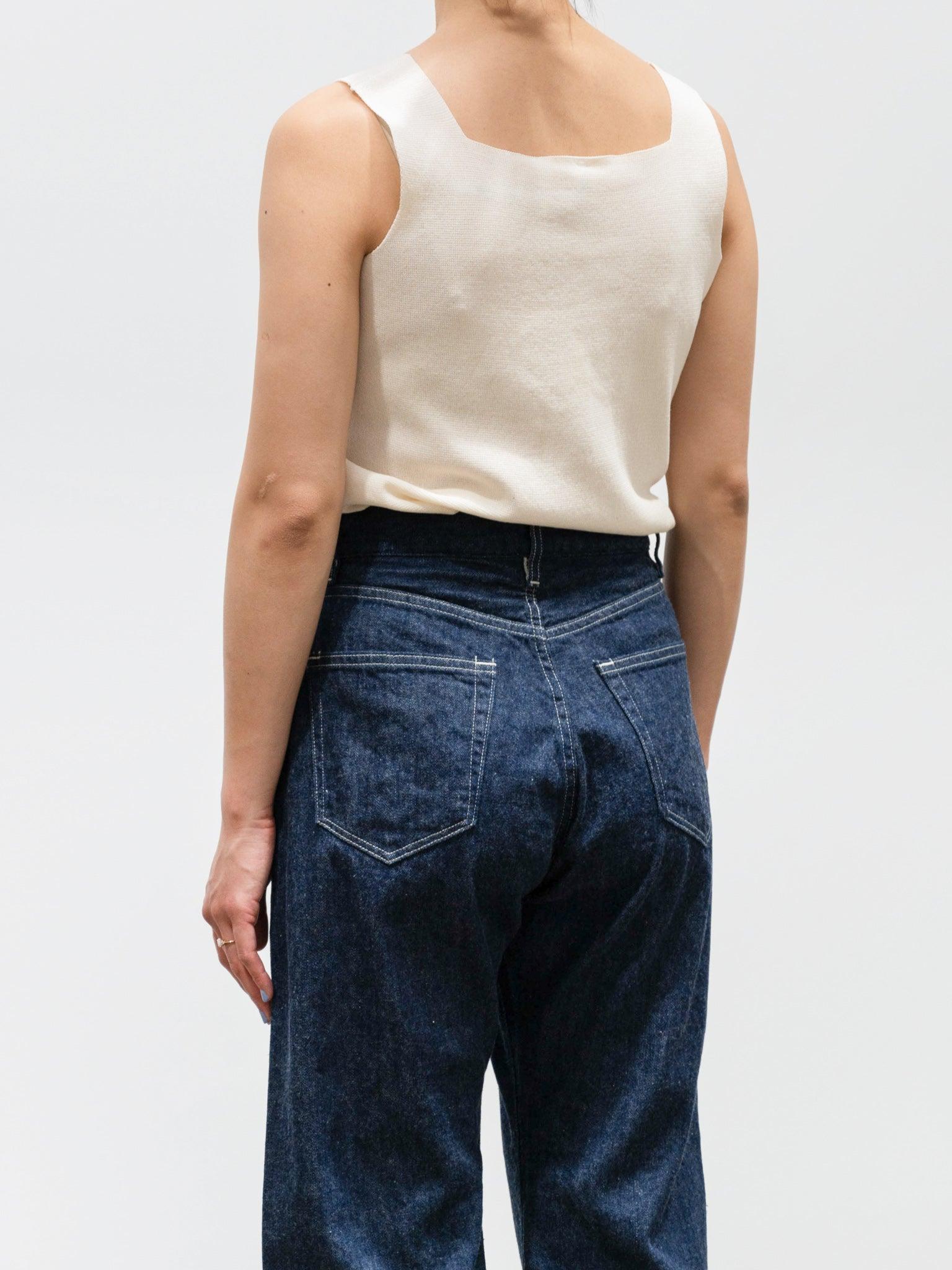 Namu Shop - Sara Lanzi Squared Tank Top - Cream Light Cotton Knit
