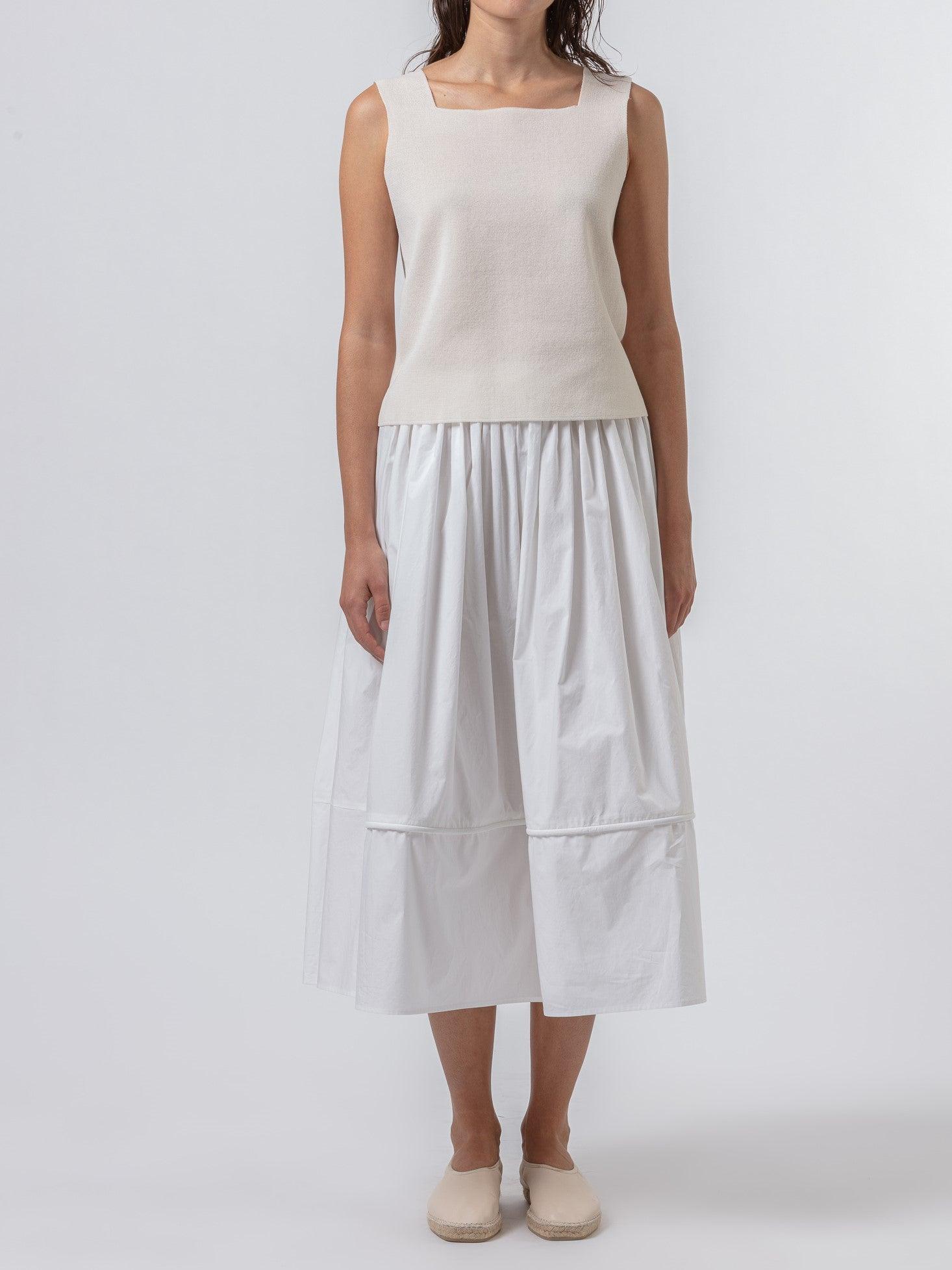 Namu Shop - Sara Lanzi Squared Tank Top - Cream Light Cotton Knit