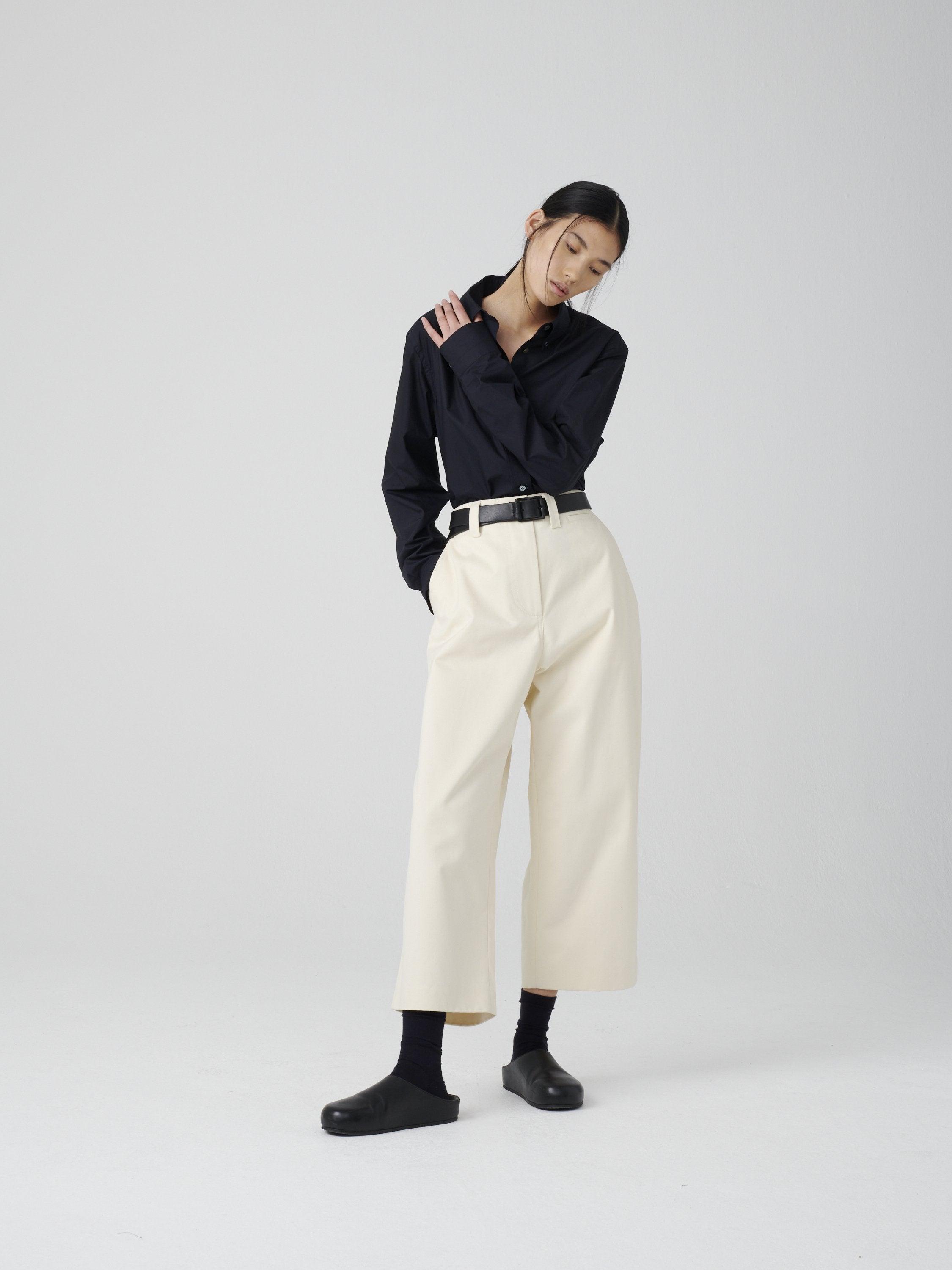Namu Shop - Studio Nicholson Asher Peached Cotton Twill Pants - Cream