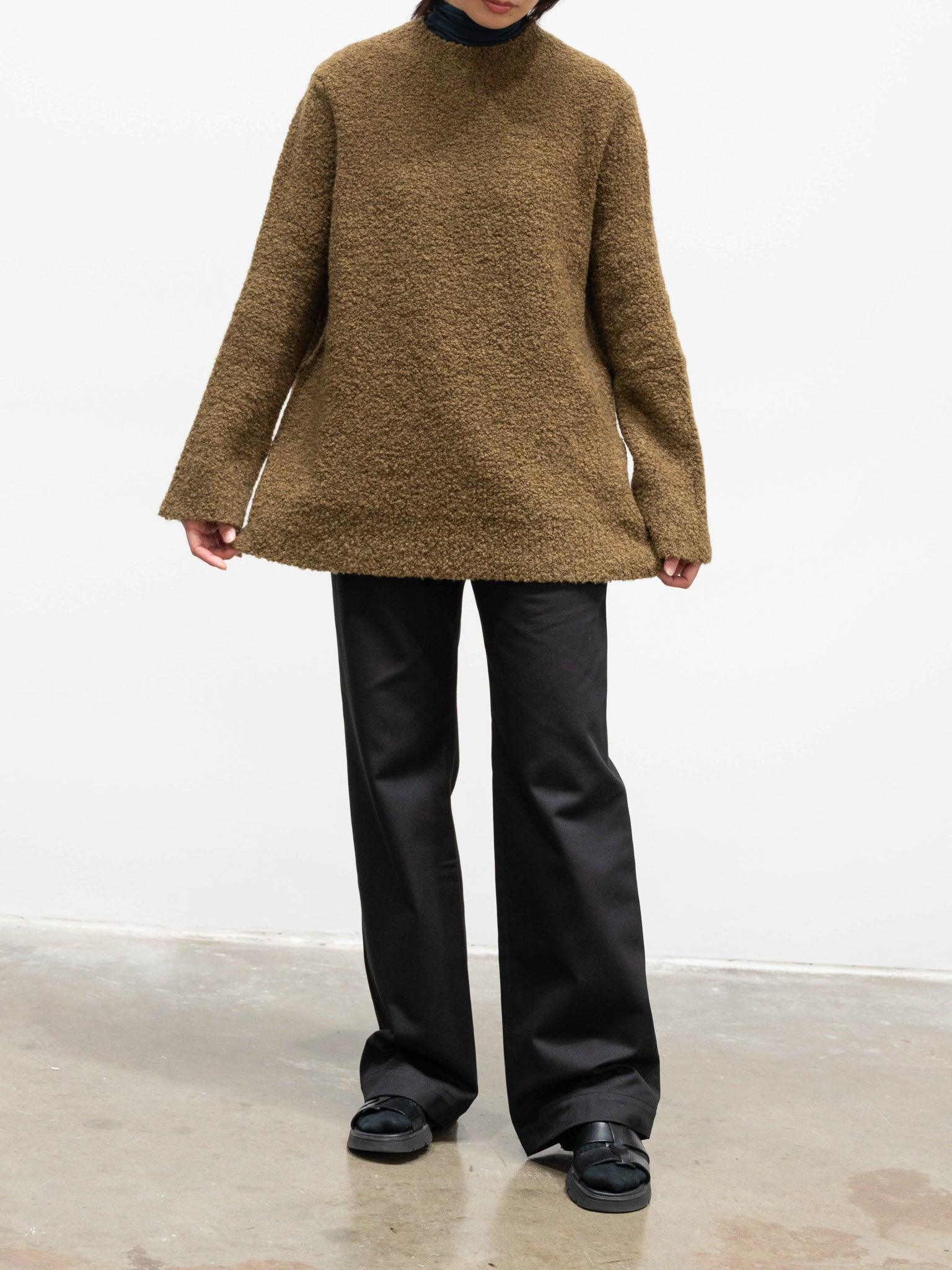 Namu Shop - Studio Nicholson Bose Merino Yak Boucle Crewneck Knit - Dark Lentil