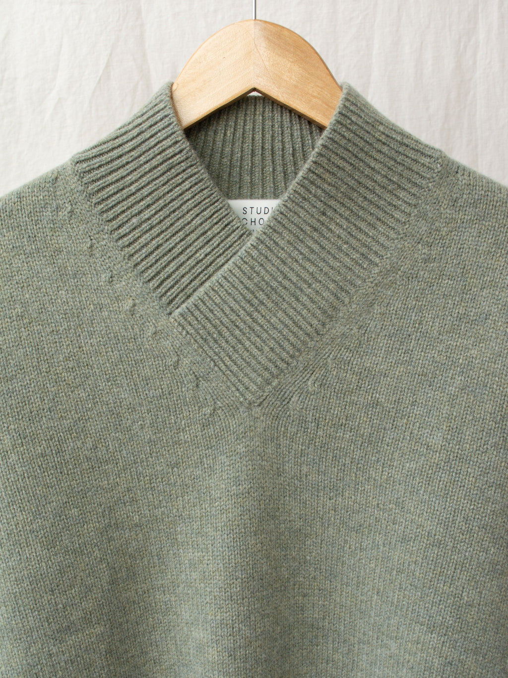 Namu Shop - Studio Nicholson British Lambswool Collar Knit - Matcha