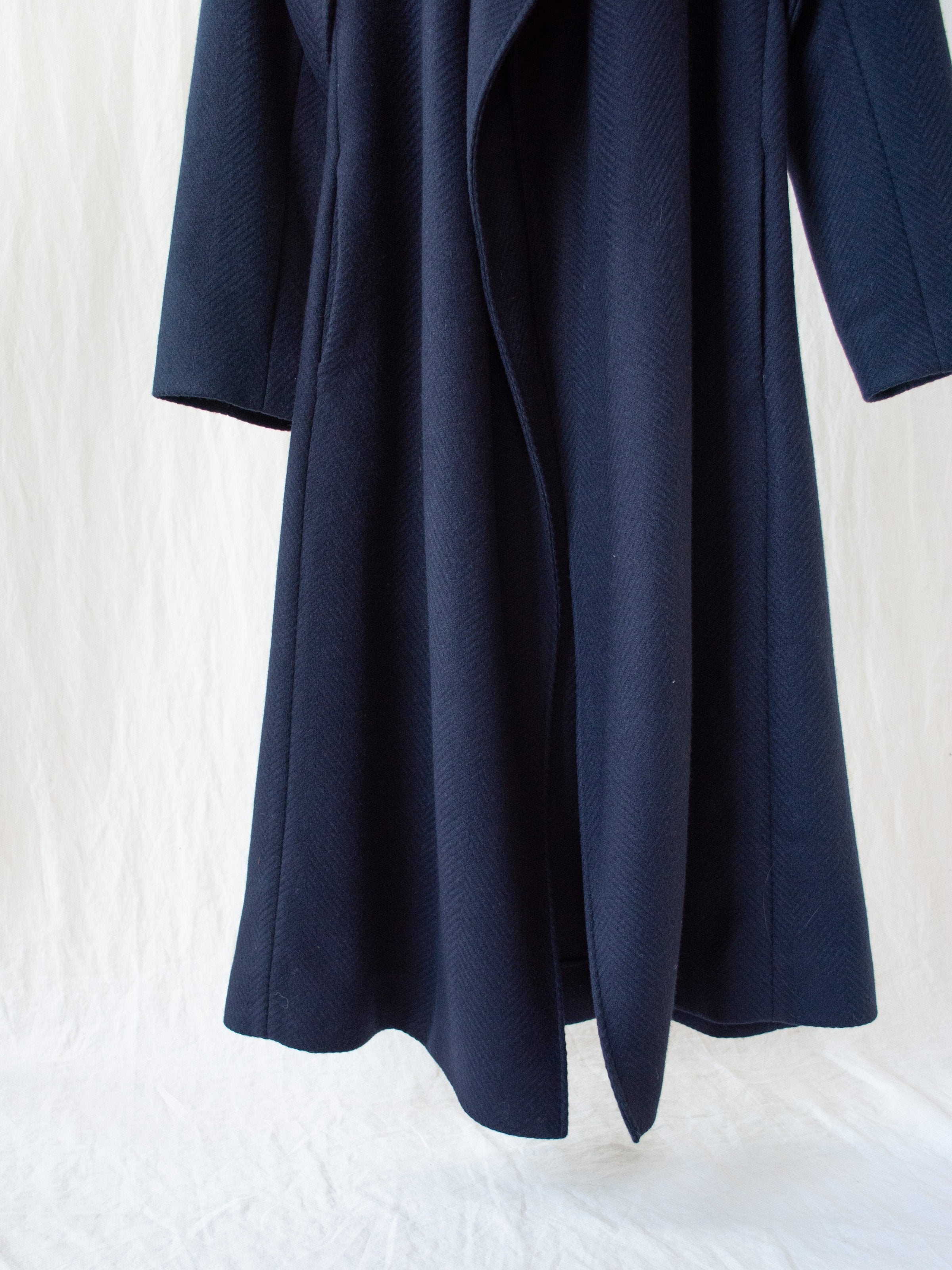 Namu Shop - Studio Nicholson Parsec Herringbone Drape Wrap Wool Coat