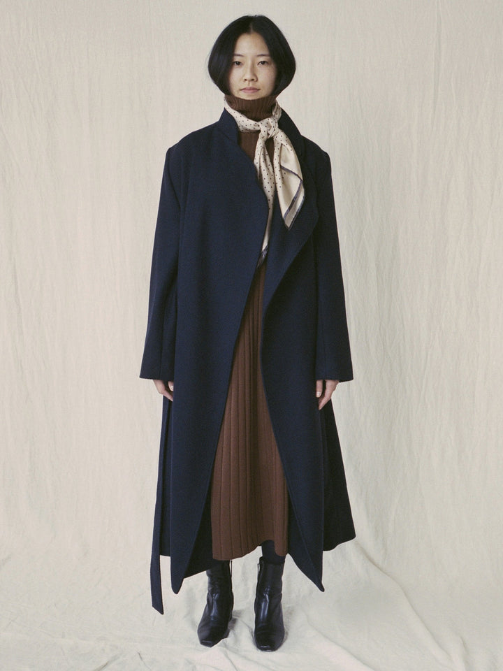 Namu Shop - Studio Nicholson Parsec Herringbone Drape Wrap Wool Coat