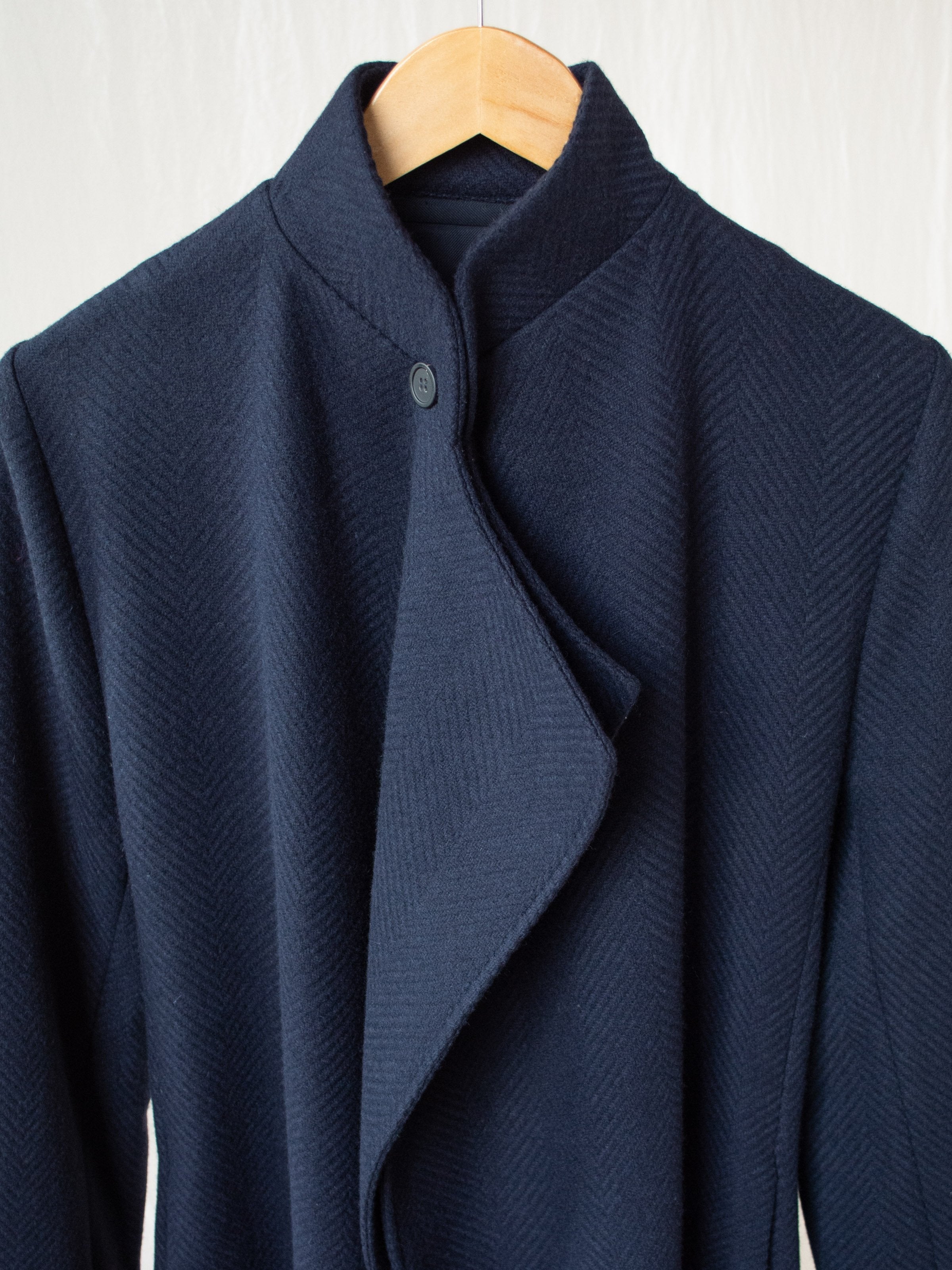 Namu Shop - Studio Nicholson Parsec Herringbone Drape Wrap Wool Coat