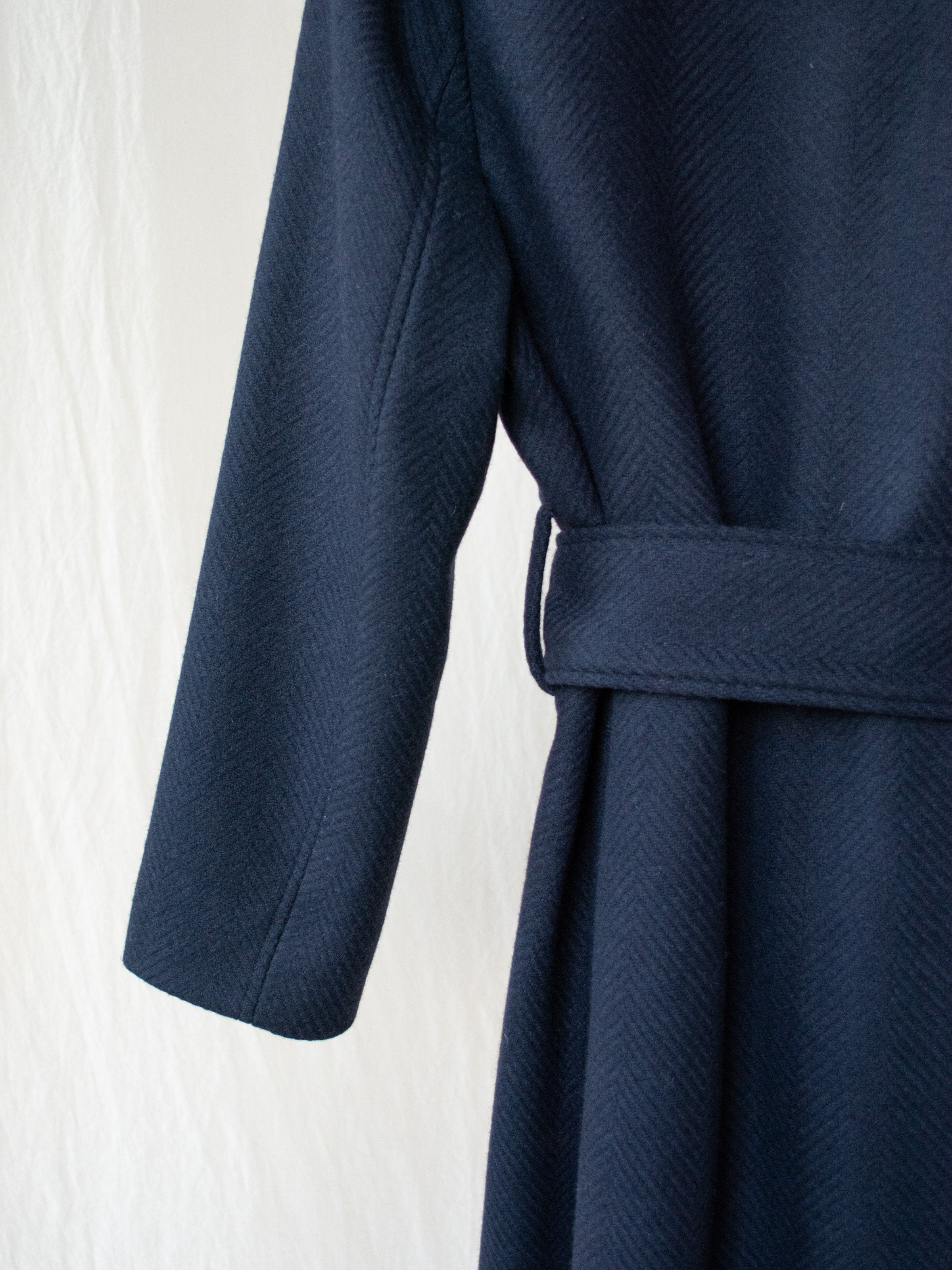 Namu Shop - Studio Nicholson Parsec Herringbone Drape Wrap Wool Coat