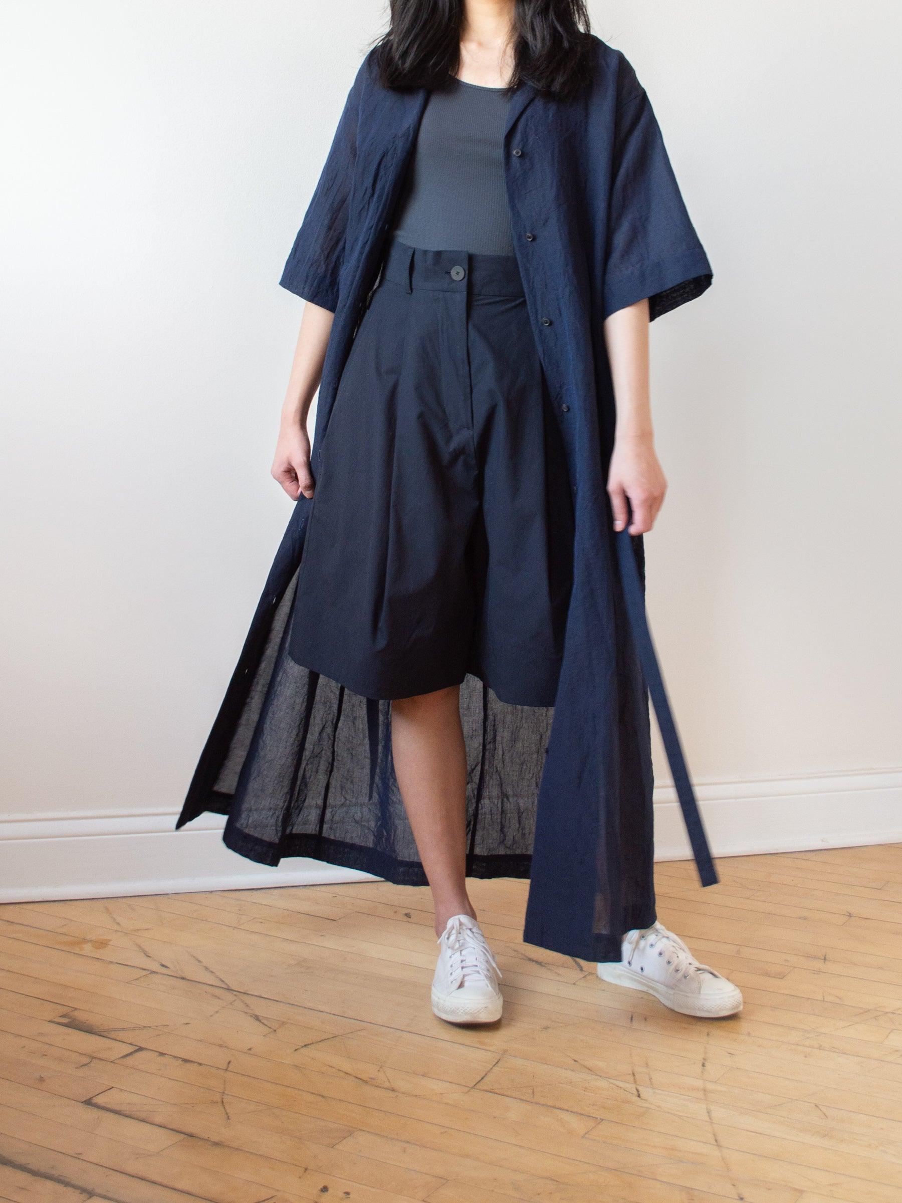 Namu Shop - Studio Nicholson Sisto Powder Cotton Shorts - Dark Navy
