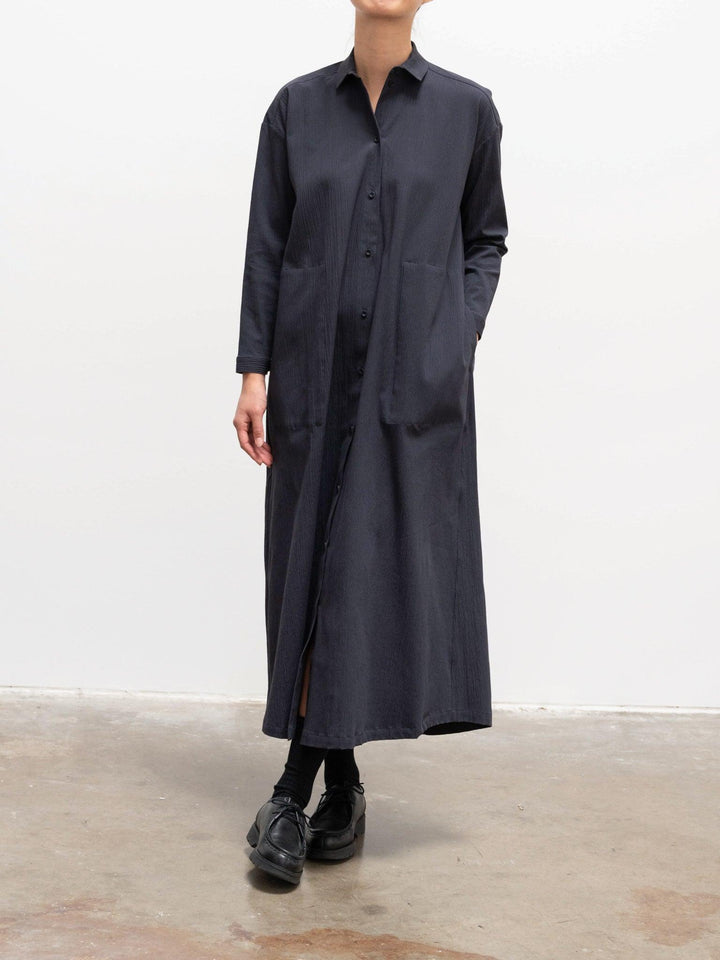Namu Shop - Toogood The Draughtsman Dress - Ink Crinkled Cotton
