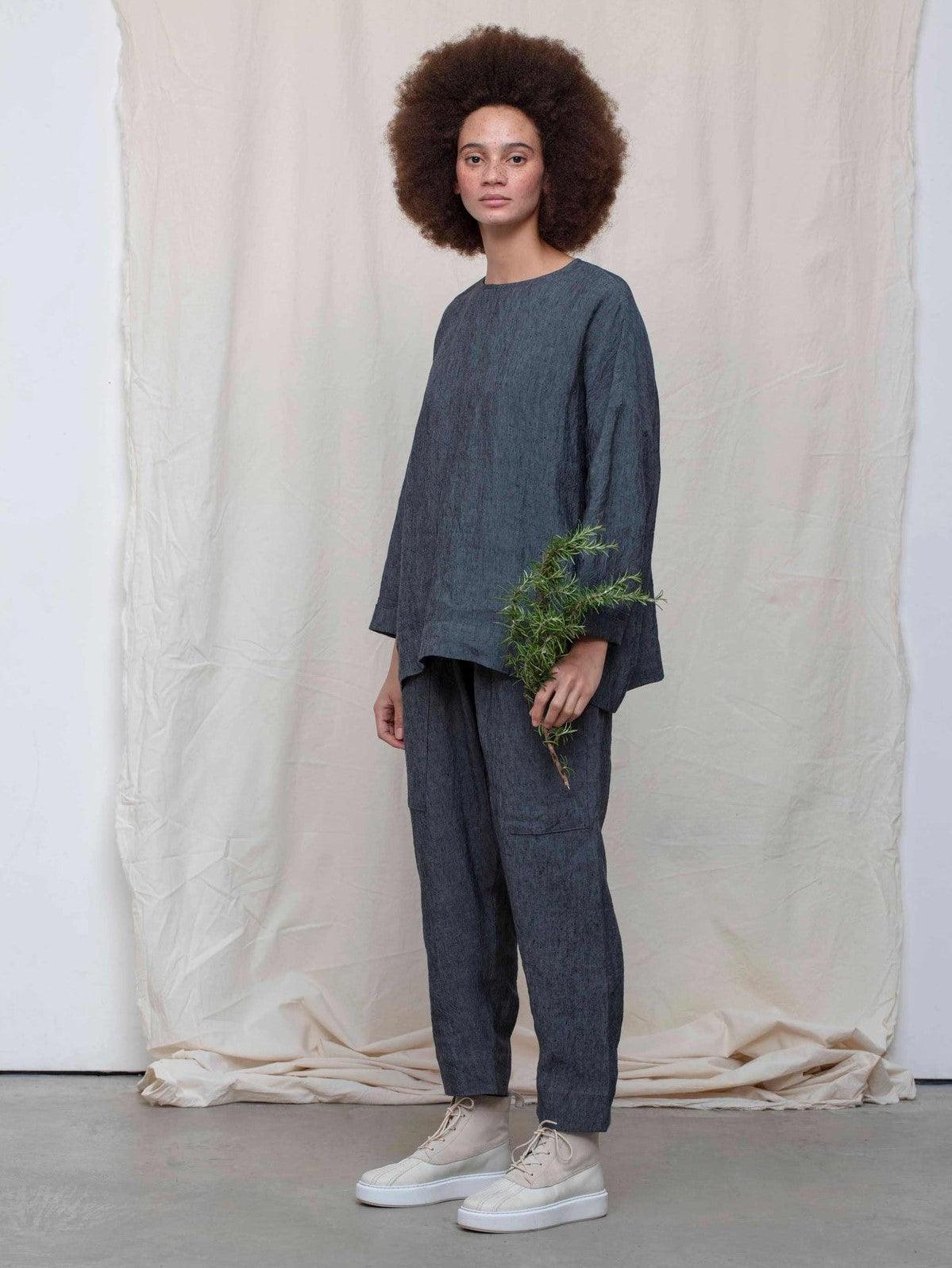 Namu Shop - Toogood The Perfumer Top - Blue Slate Laundered Linen