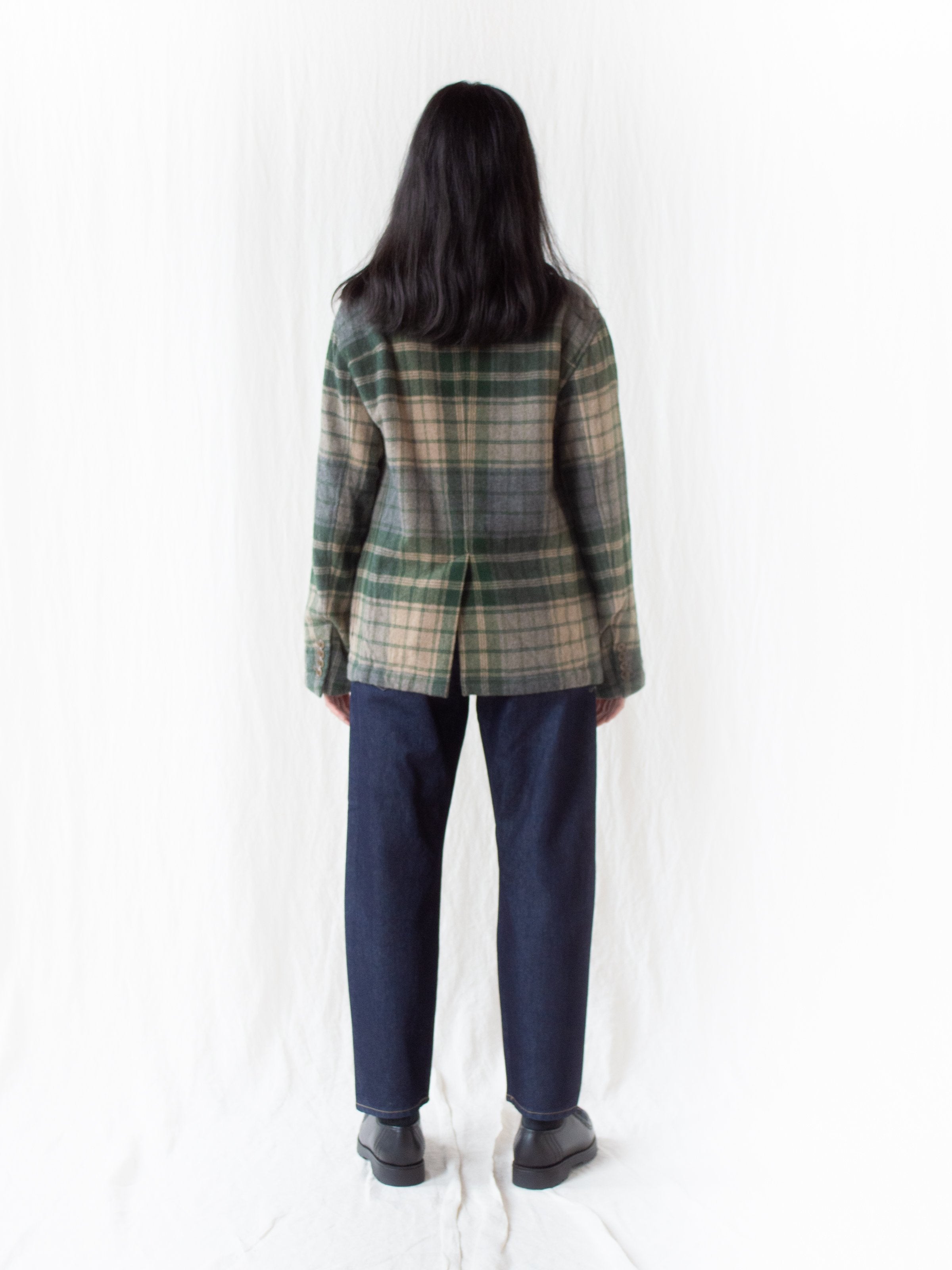 Namu Shop - ts(s) 4+1 Patch Pocket Jacket - Green/Gray Beige Wool Plaid