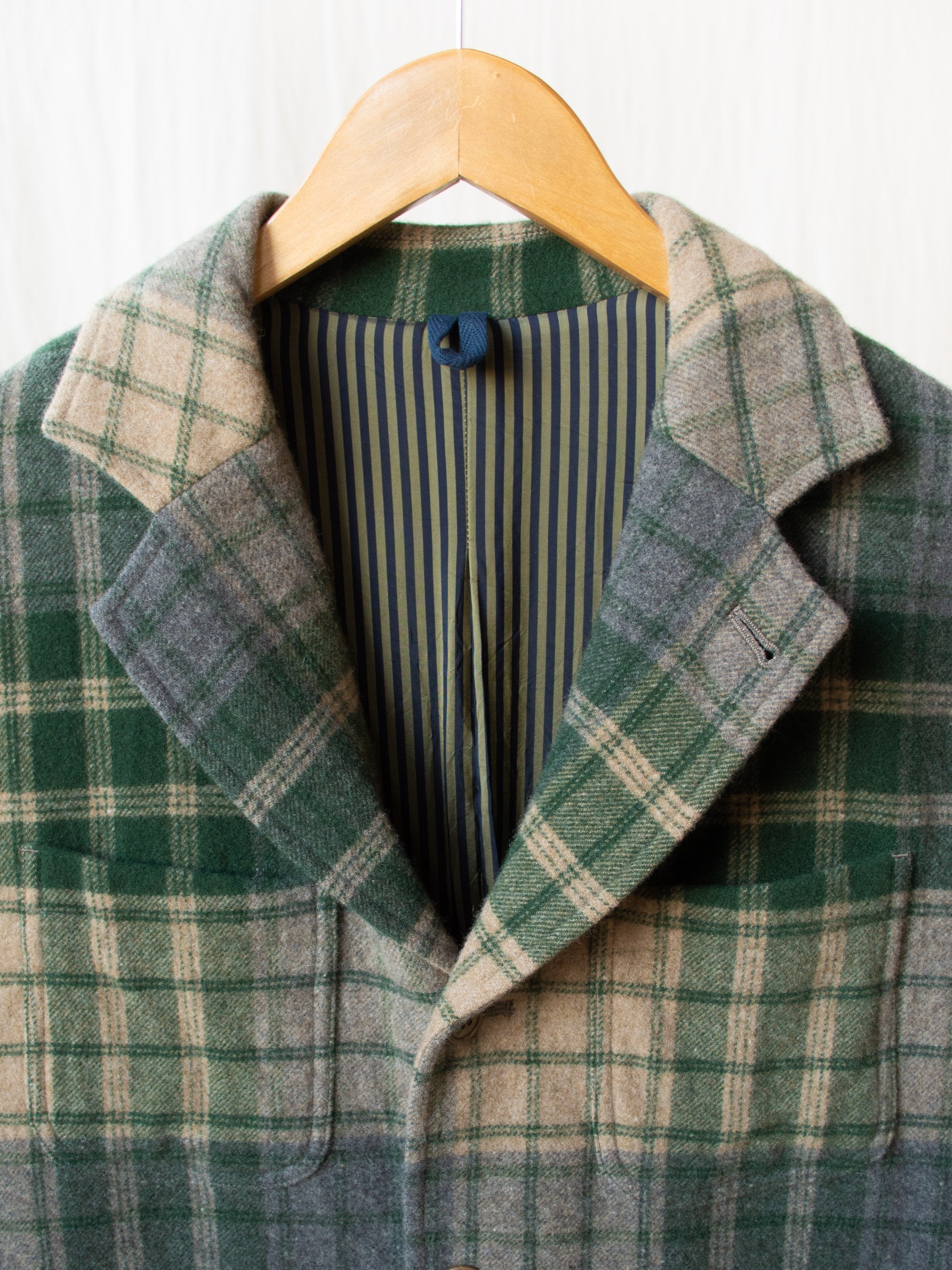 Namu Shop - ts(s) 4+1 Patch Pocket Jacket - Green/Gray Beige Wool Plaid