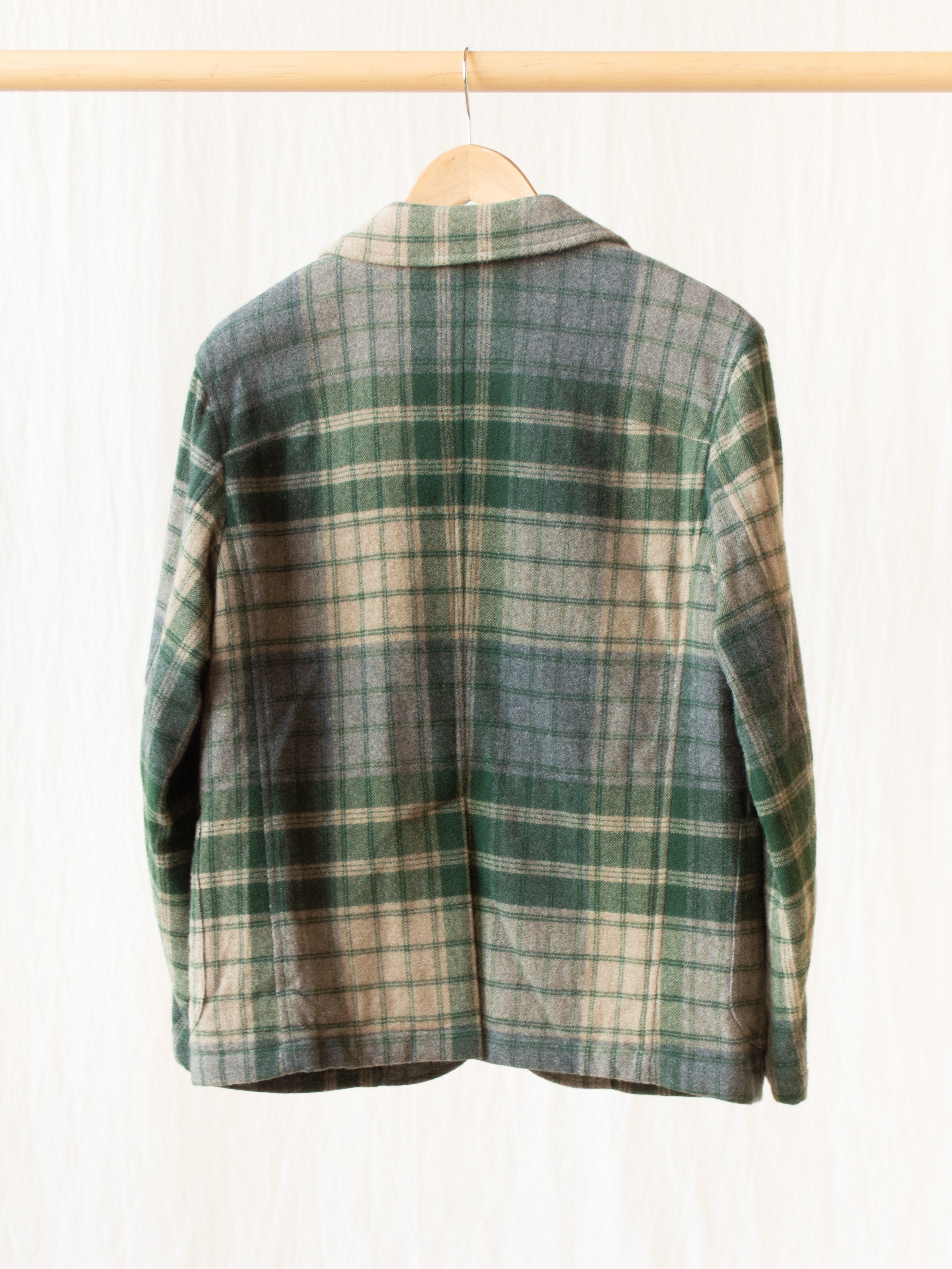 Namu Shop - ts(s) 4+1 Patch Pocket Jacket - Green/Gray Beige Wool Plaid