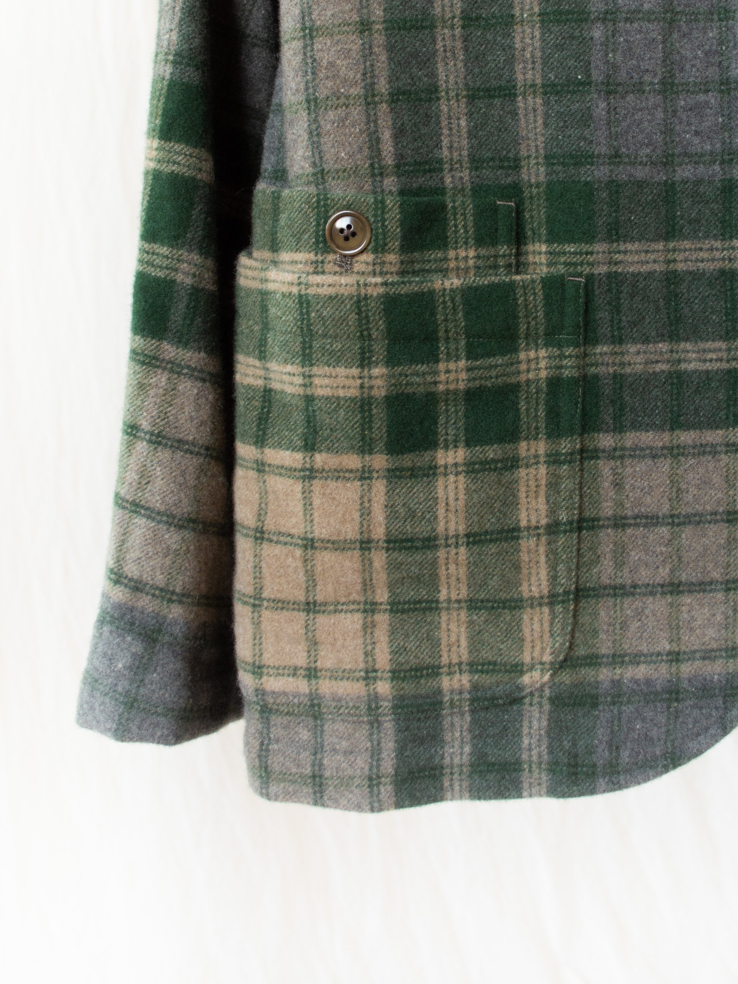 Namu Shop - ts(s) 4+1 Patch Pocket Jacket - Green/Gray Beige Wool Plaid