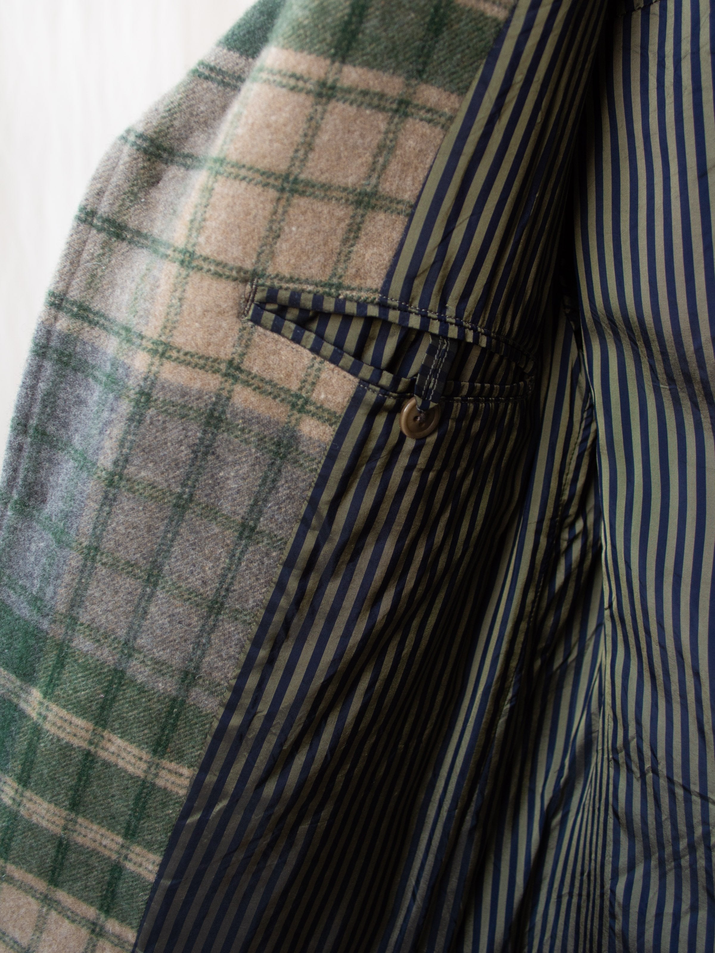 Namu Shop - ts(s) 4+1 Patch Pocket Jacket - Green/Gray Beige Wool Plaid