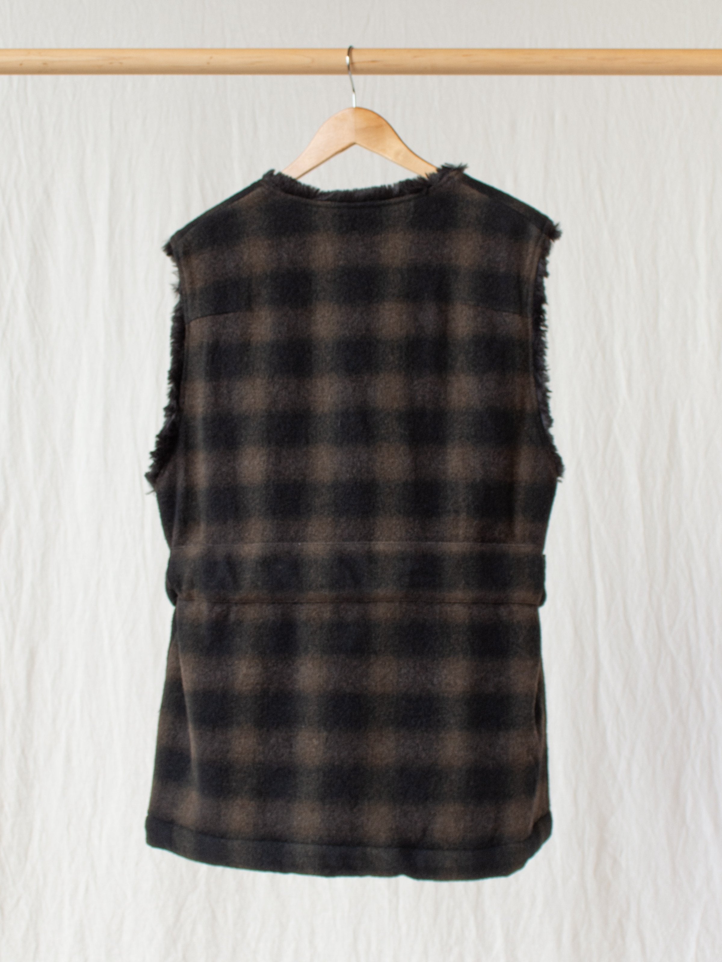 Namu Shop - ts(s) Boa Lined Belted Vest - Ombre Plaid Wool