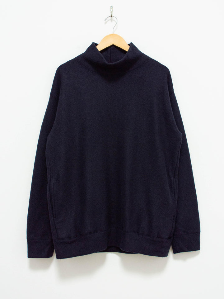 Namu Shop - ts(s) Brushed Wool Jersey High Neck Sweatshirt - Navy