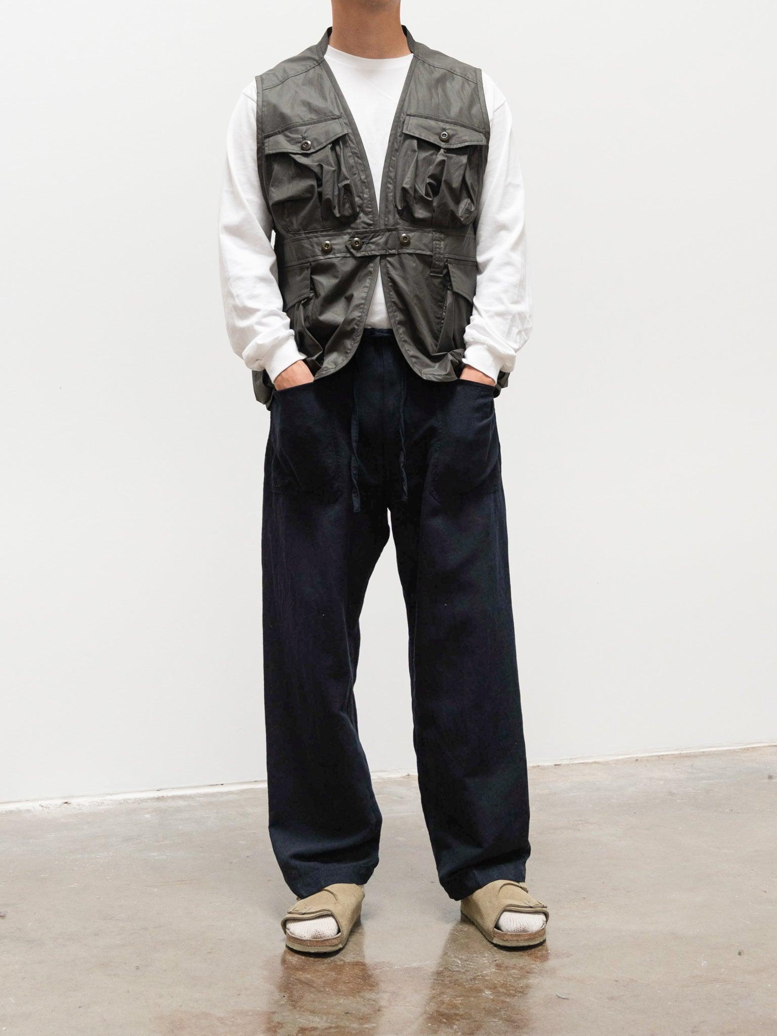 Namu Shop - ts(s) Chintz Finish Cotton Belted Field Vest - Olive