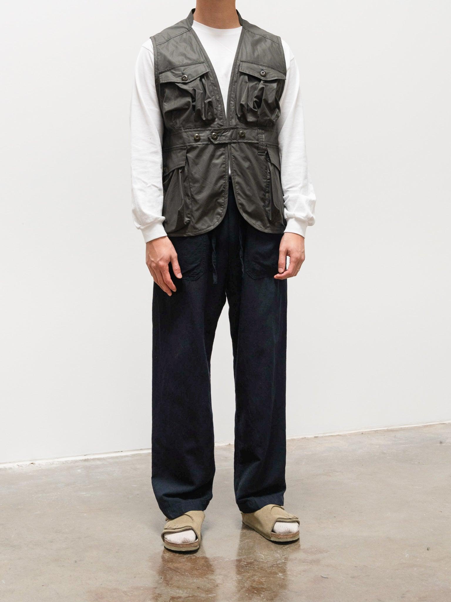 Namu Shop - ts(s) Chintz Finish Cotton Belted Field Vest - Olive