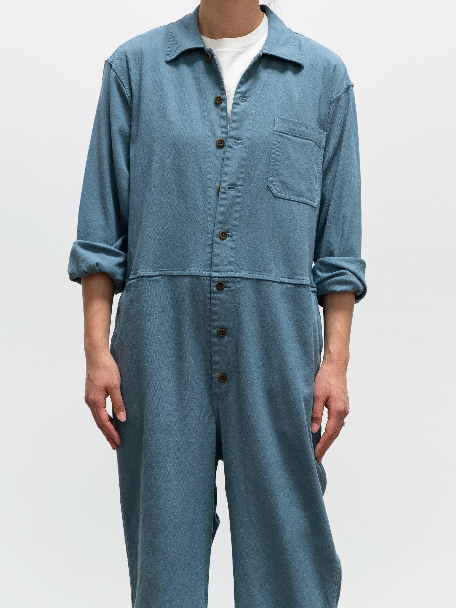 Namu Shop - ts(s) Garment Dyed Lyocell Cotton Stretch Jumpsuit - Smokey Blue