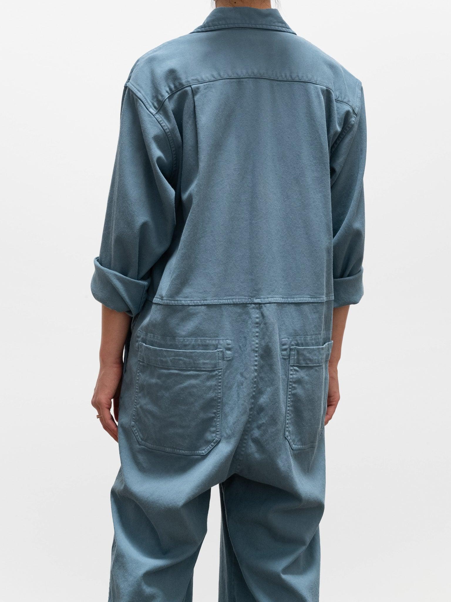 Namu Shop - ts(s) Garment Dyed Lyocell Cotton Stretch Jumpsuit - Smokey Blue