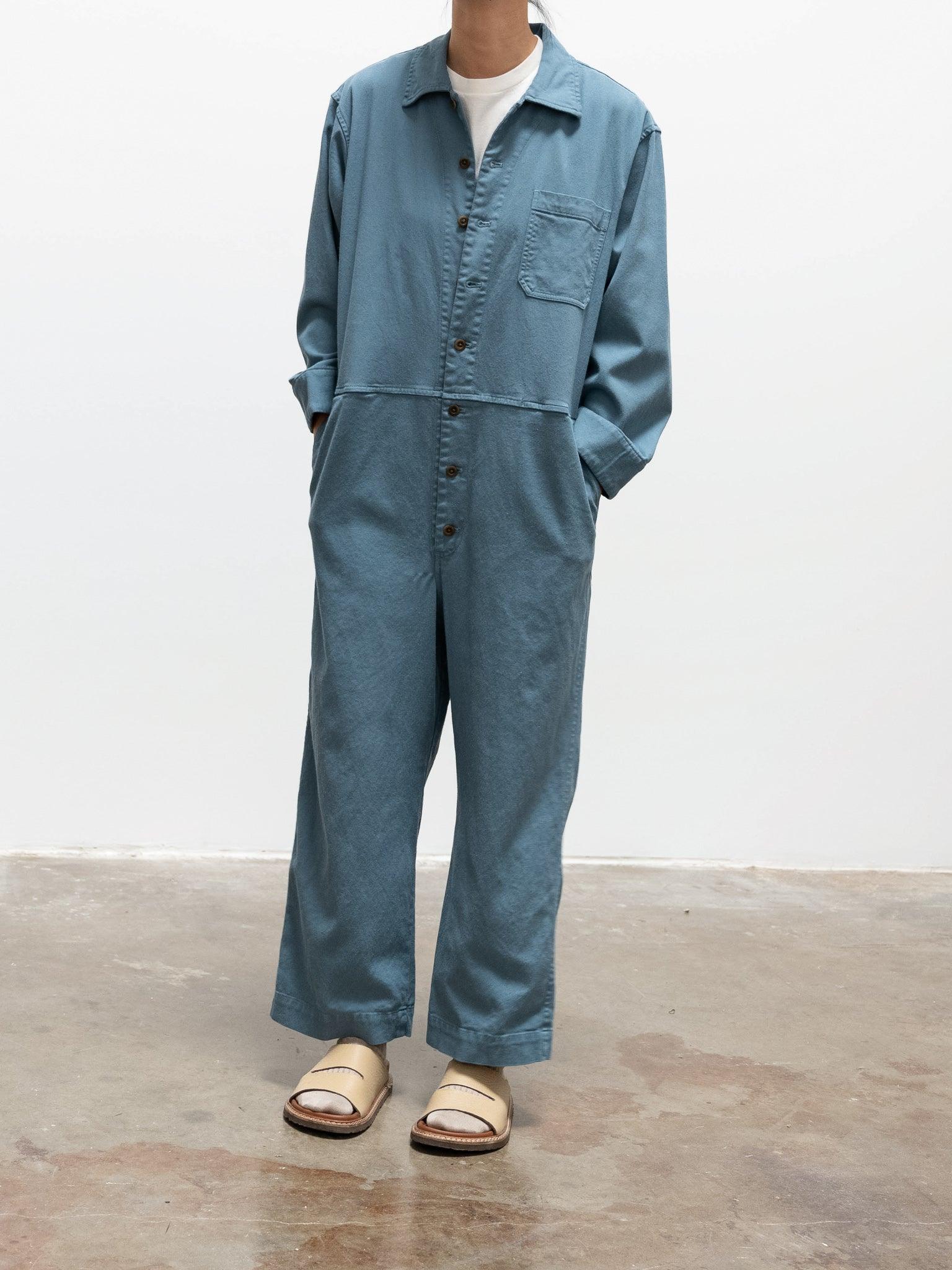 Namu Shop - ts(s) Garment Dyed Lyocell Cotton Stretch Jumpsuit - Smokey Blue