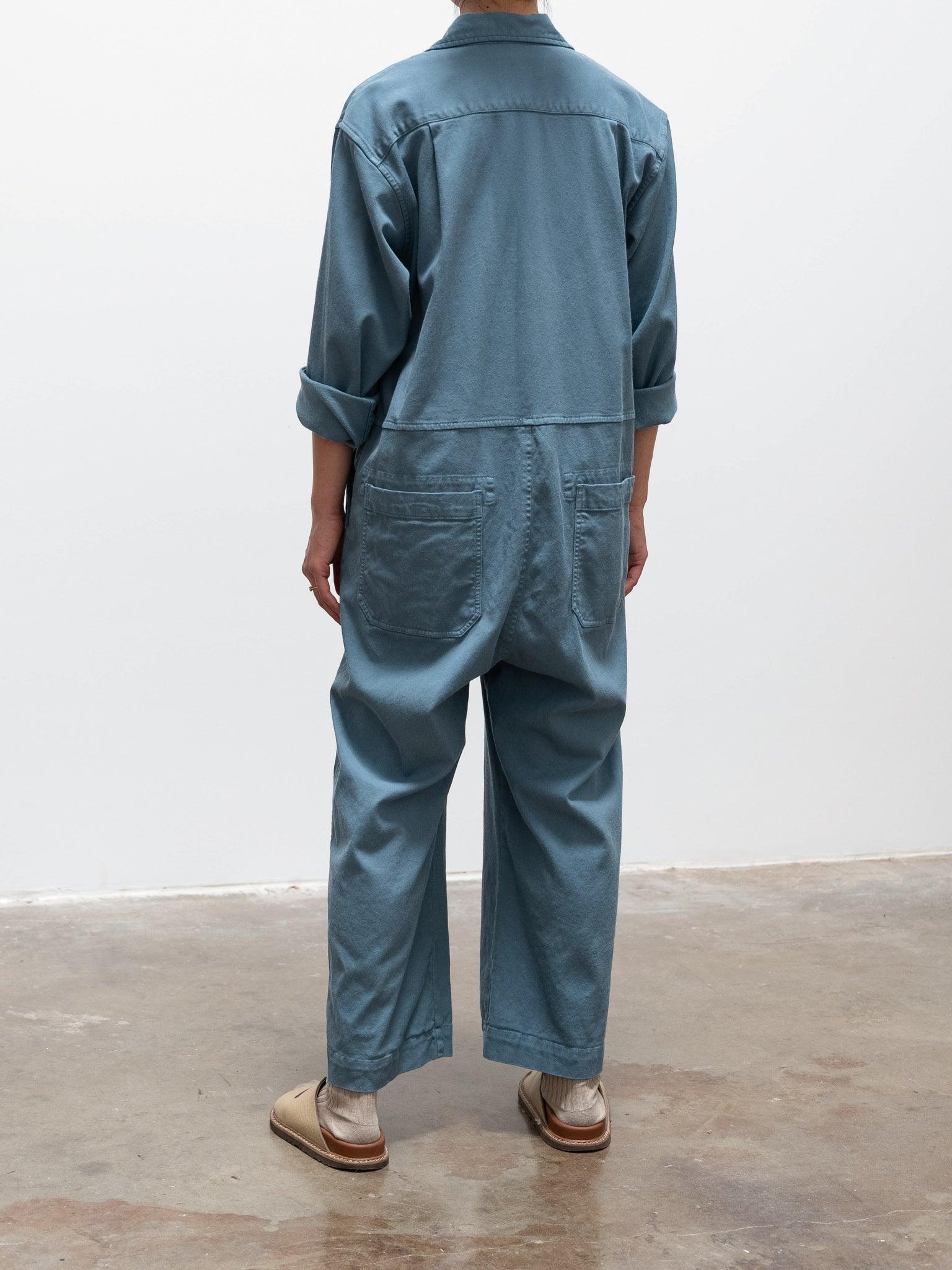 Namu Shop - ts(s) Garment Dyed Lyocell Cotton Stretch Jumpsuit - Smokey Blue