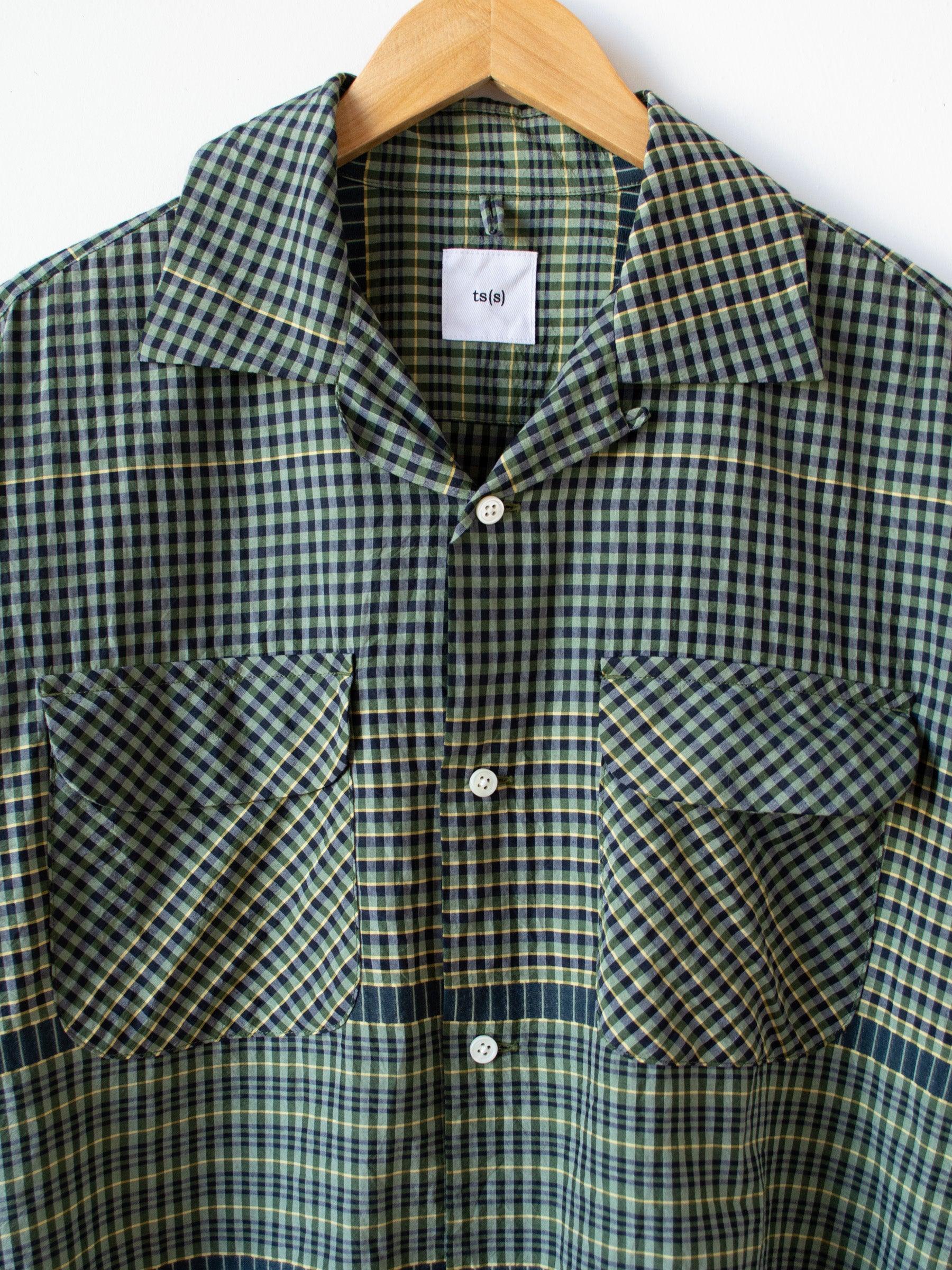 Namu Shop - ts(s) Gingham Plaid Silk S/S Baggy Shirt - Green