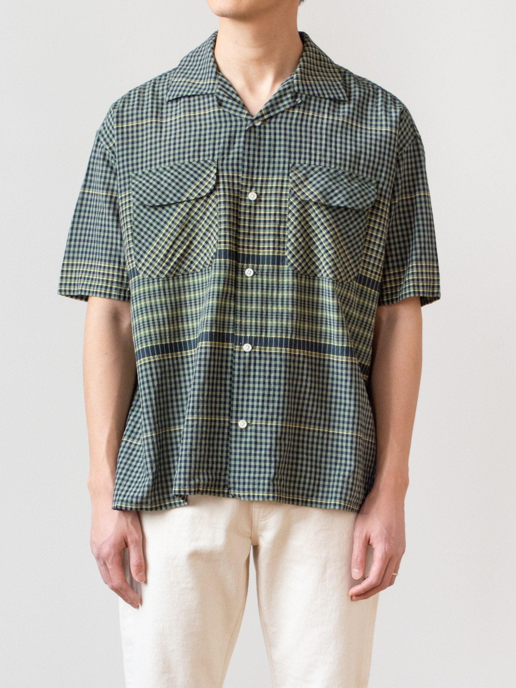 Namu Shop - ts(s) Gingham Plaid Silk S/S Baggy Shirt - Green
