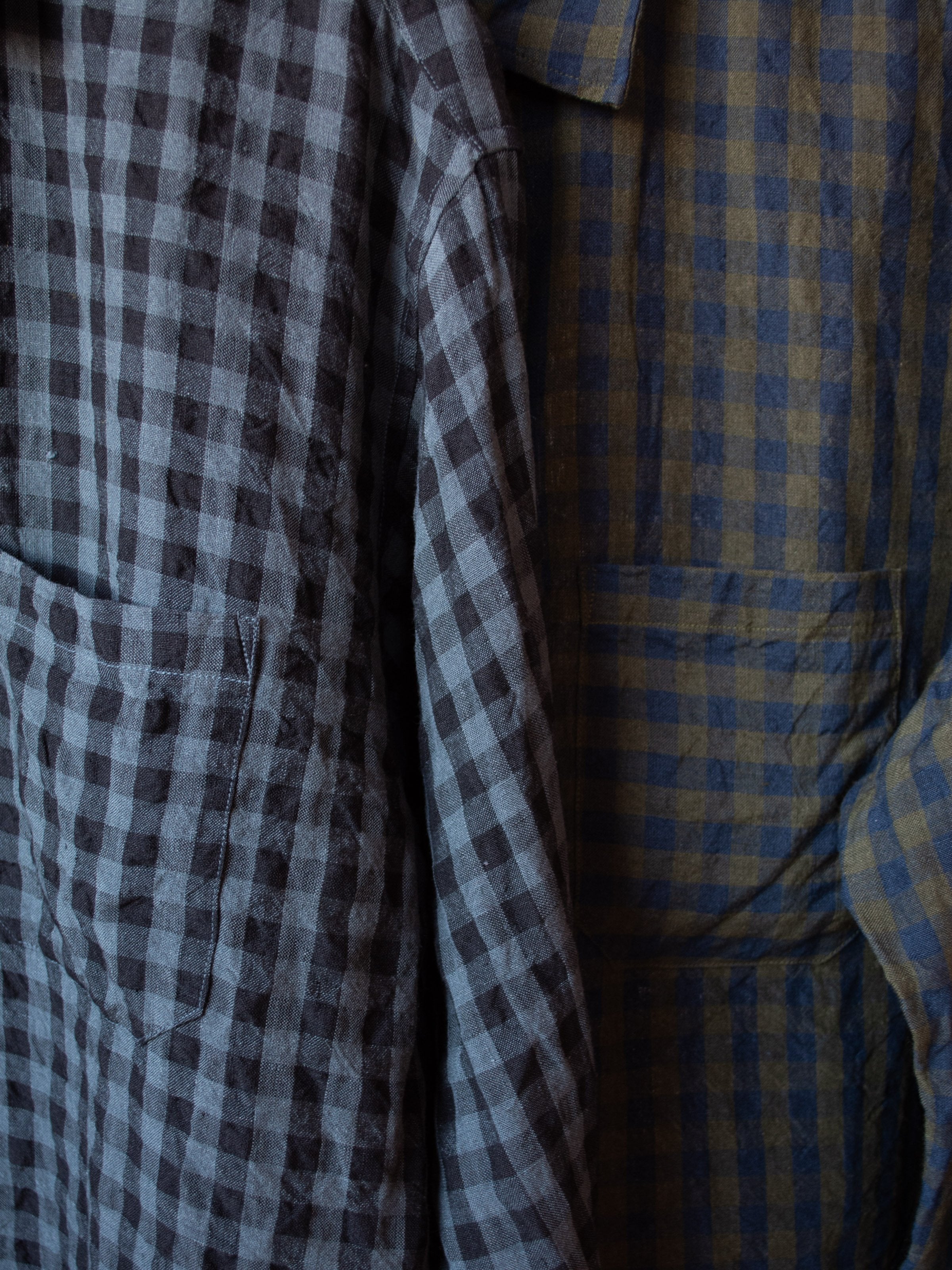 Namu Shop - ts(s) Irish Linen Baggy Shirt - Gray Gingham