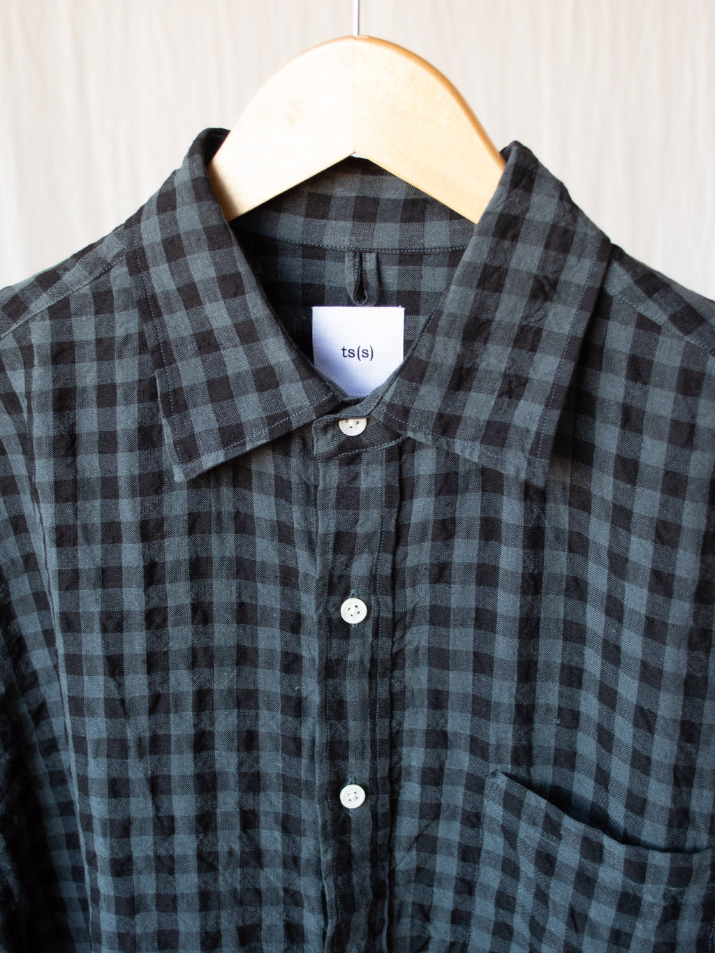 Namu Shop - ts(s) Irish Linen Baggy Shirt - Gray Gingham