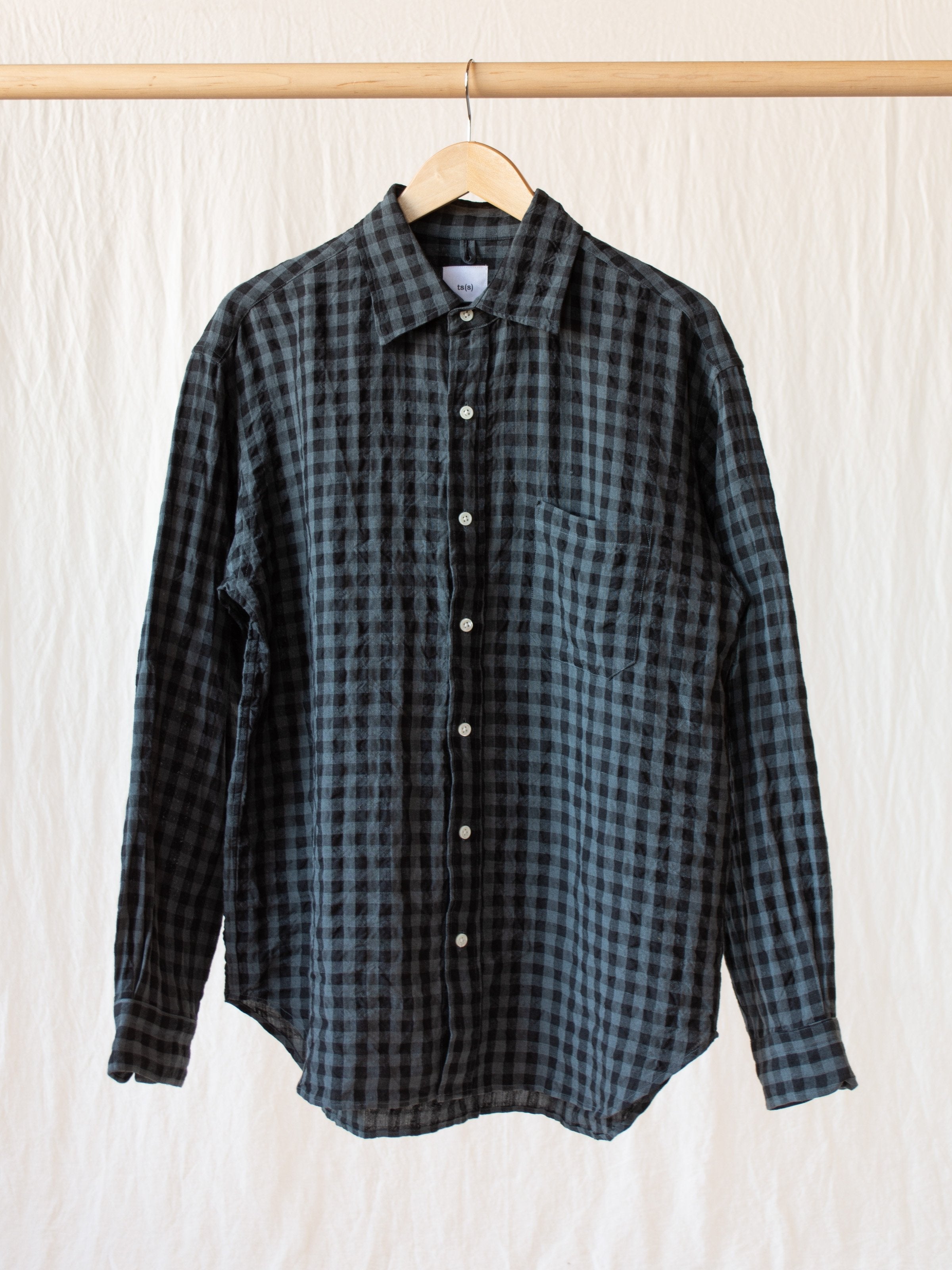 Namu Shop - ts(s) Irish Linen Baggy Shirt - Gray Gingham