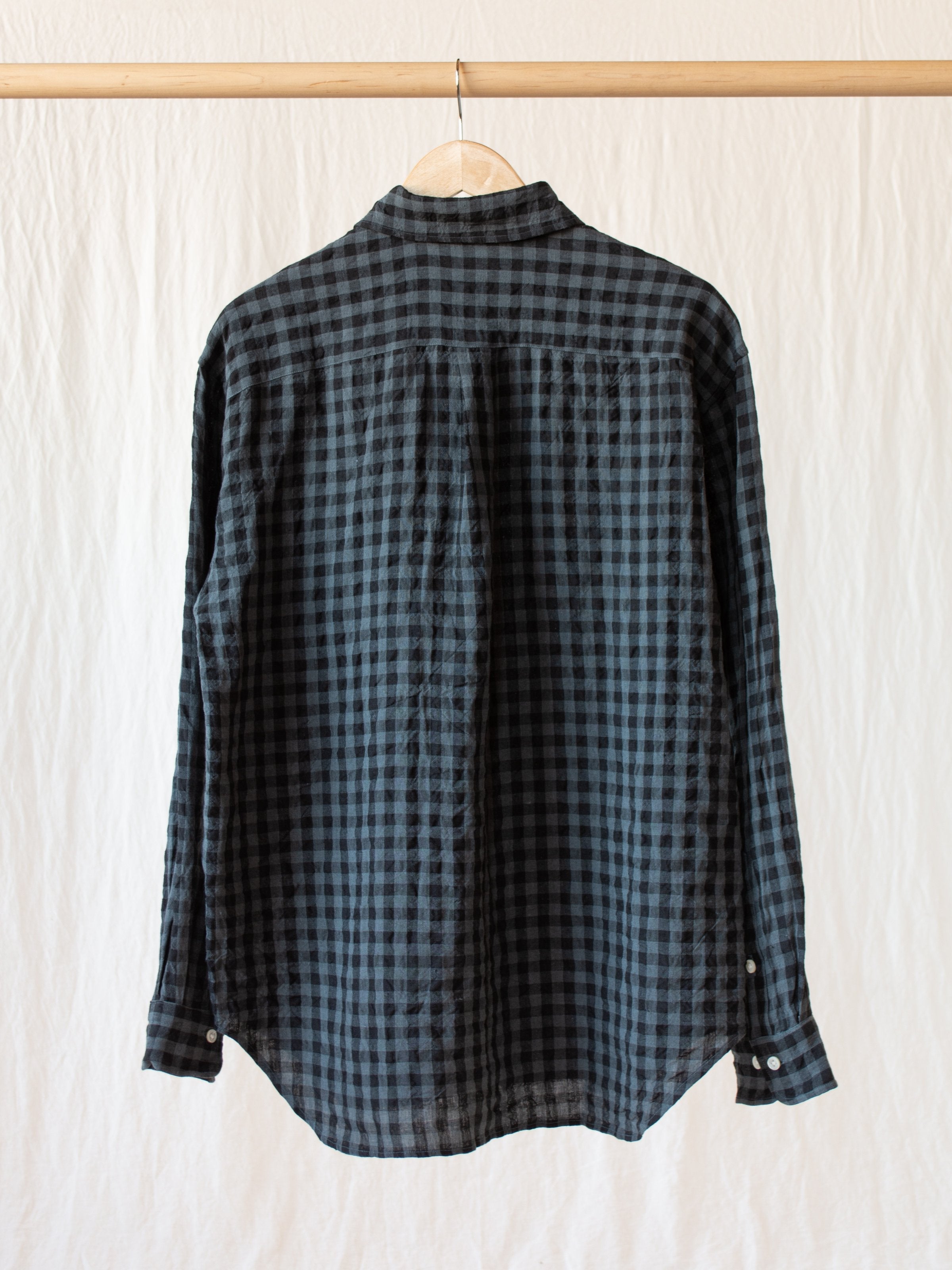 Namu Shop - ts(s) Irish Linen Baggy Shirt - Gray Gingham