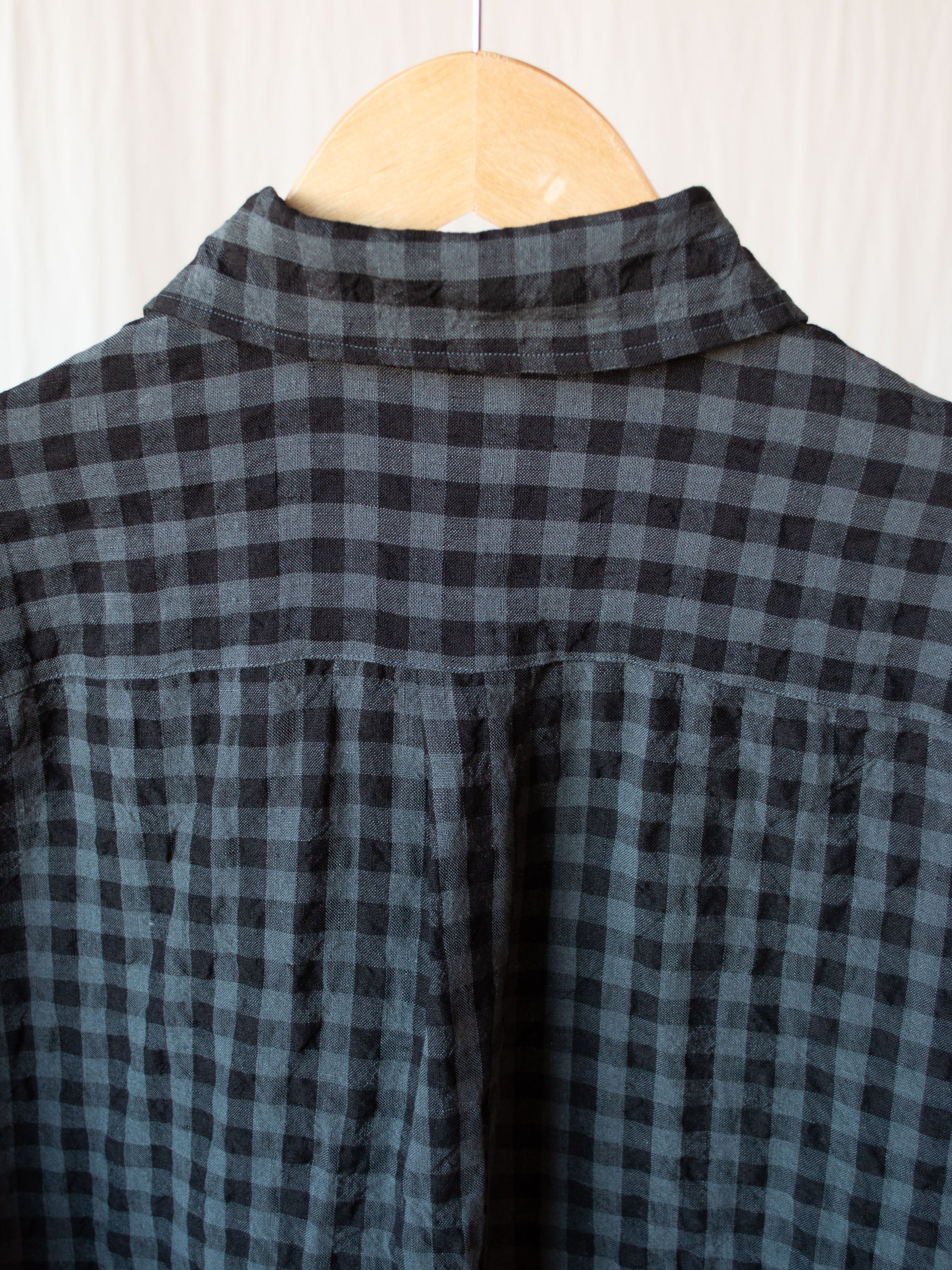 Namu Shop - ts(s) Irish Linen Baggy Shirt - Gray Gingham