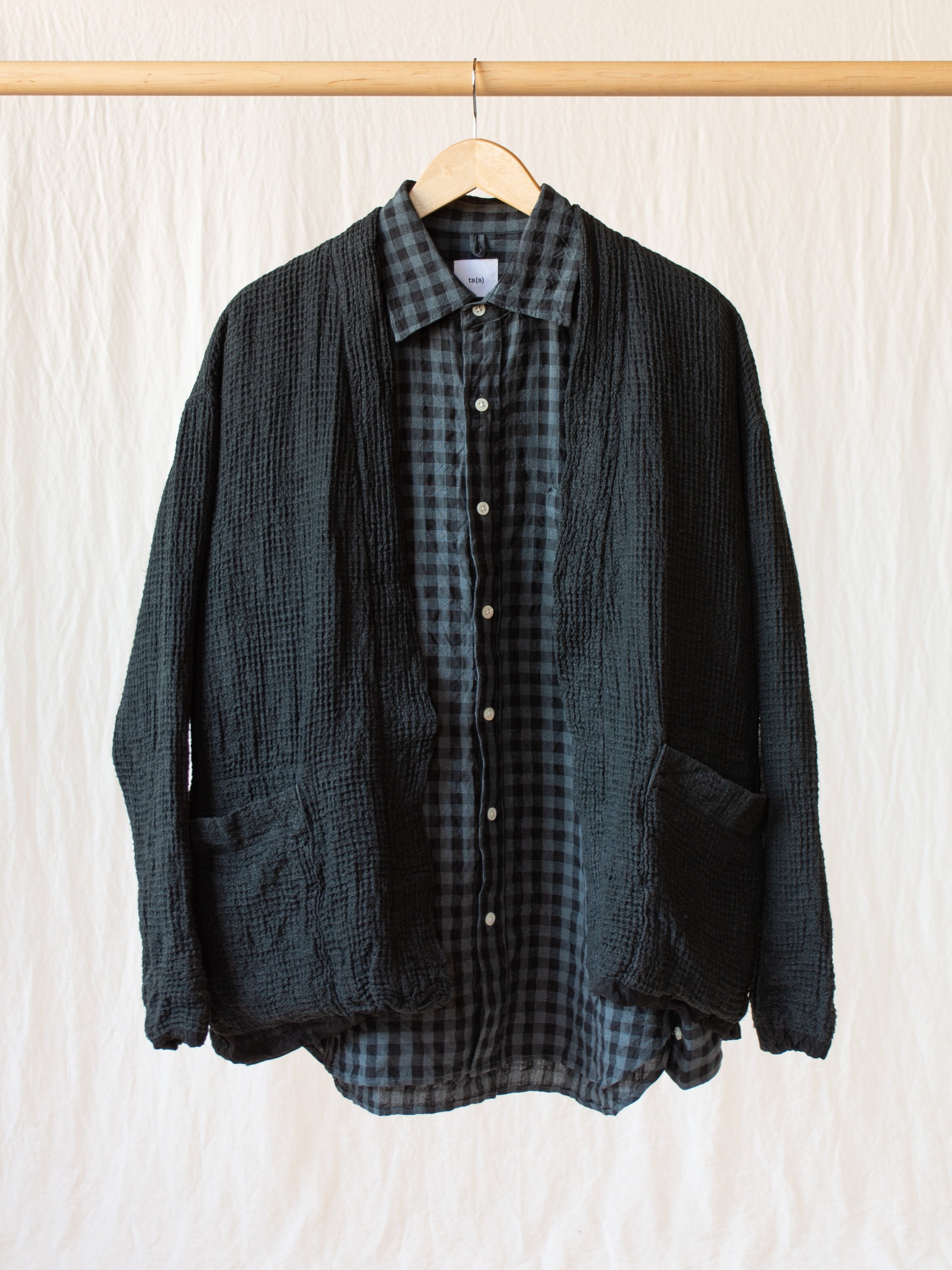 Namu Shop - ts(s) Irish Linen Baggy Shirt - Gray Gingham