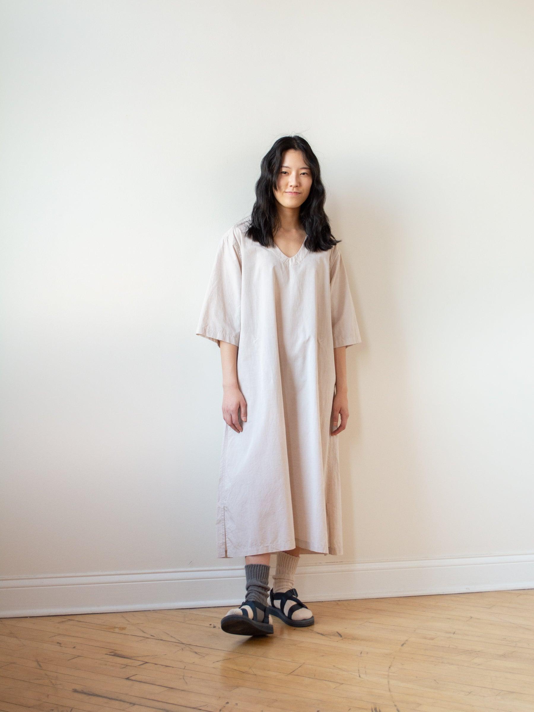 Namu Shop - ts(s) Lightweight Chambray Pullover Shirt Dress - Pink Beige