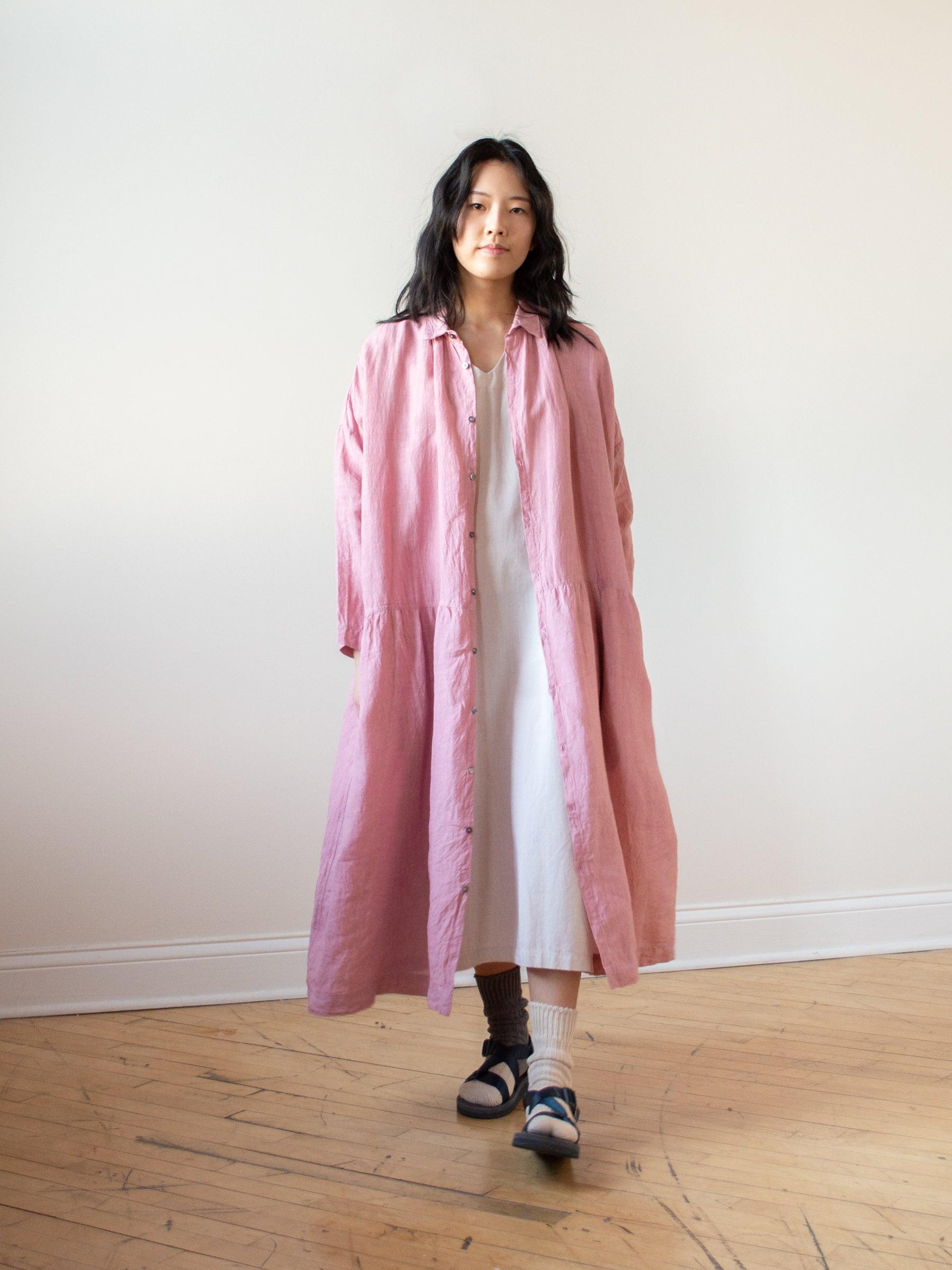 Namu Shop - ts(s) Lightweight Chambray Pullover Shirt Dress - Pink Beige