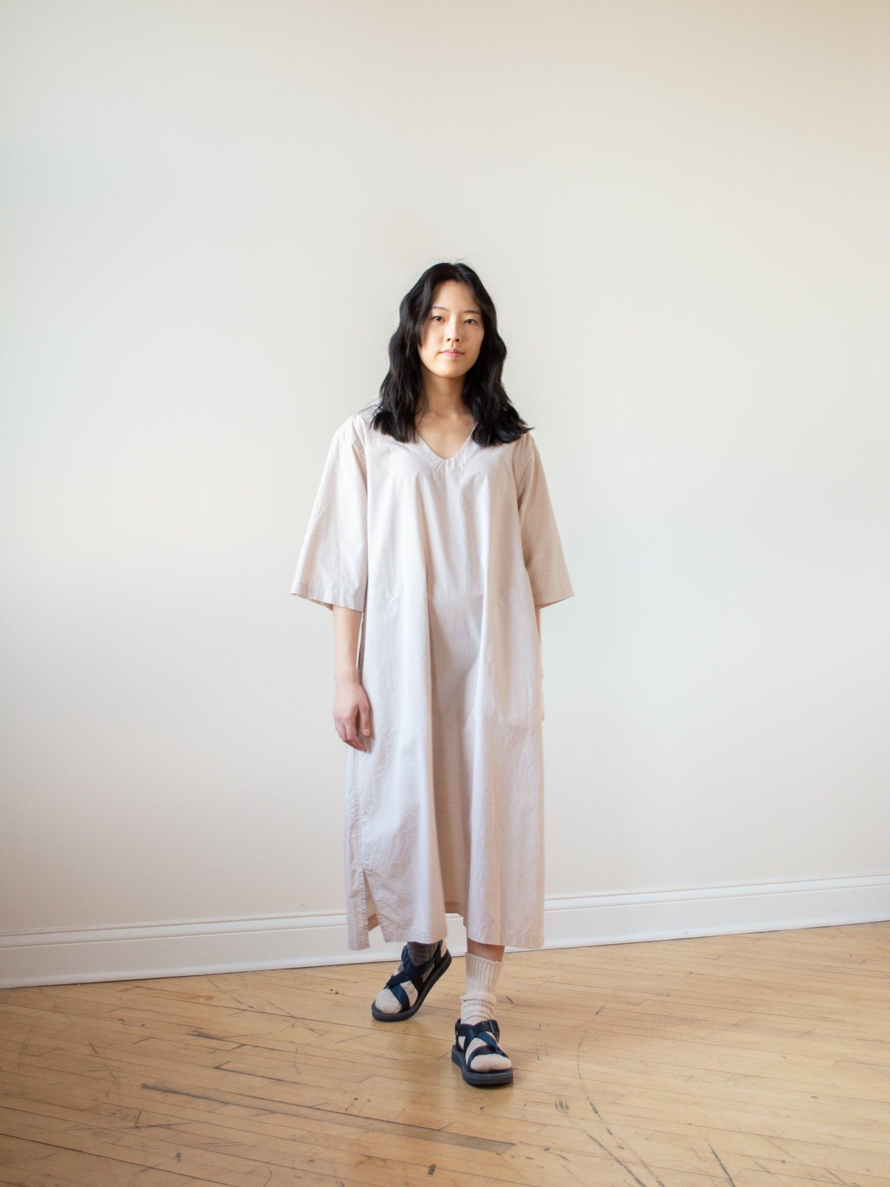 Namu Shop - ts(s) Lightweight Chambray Pullover Shirt Dress - Pink Beige
