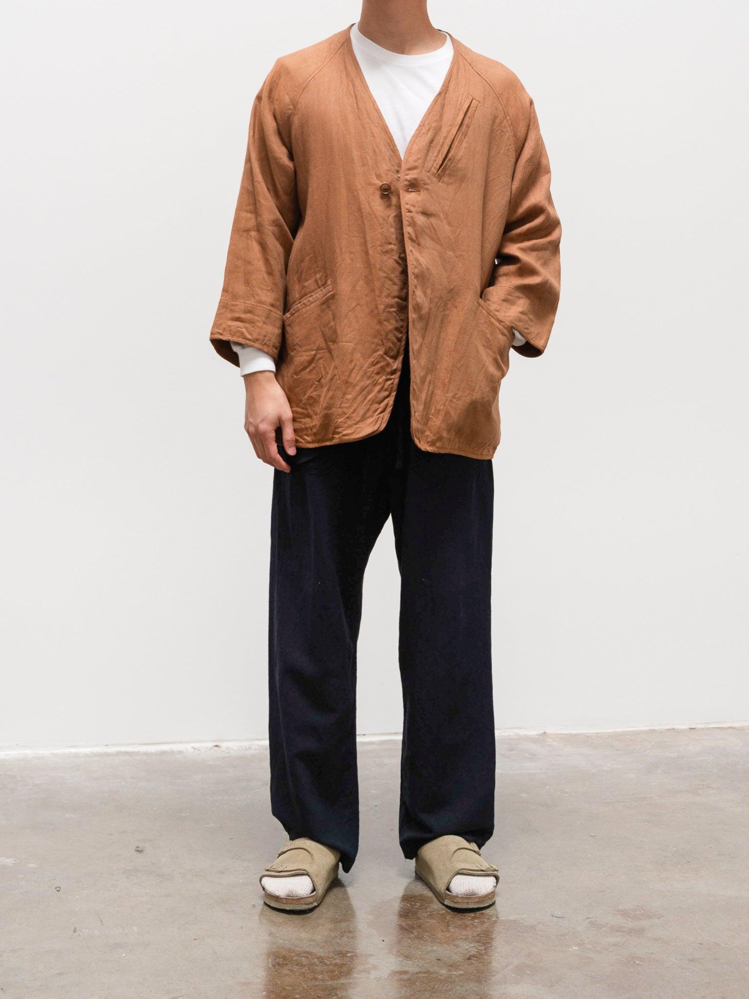 Namu Shop - ts(s) Linen Chambray Collarless Easy Jacket - Orange