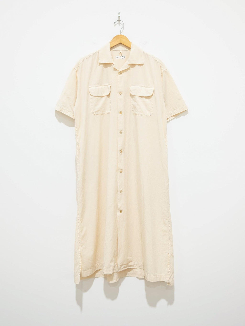 Namu Shop - ts(s) Lyocell Co/Li Round Flap Pocket Shirt Dress - Ecru