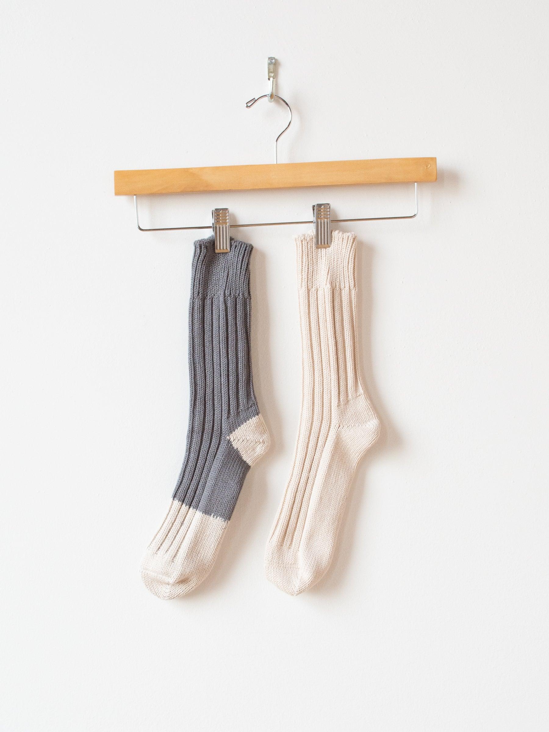 Namu Shop - ts(s) Mix and Match Cotton Rib Sock - Gray/Natural