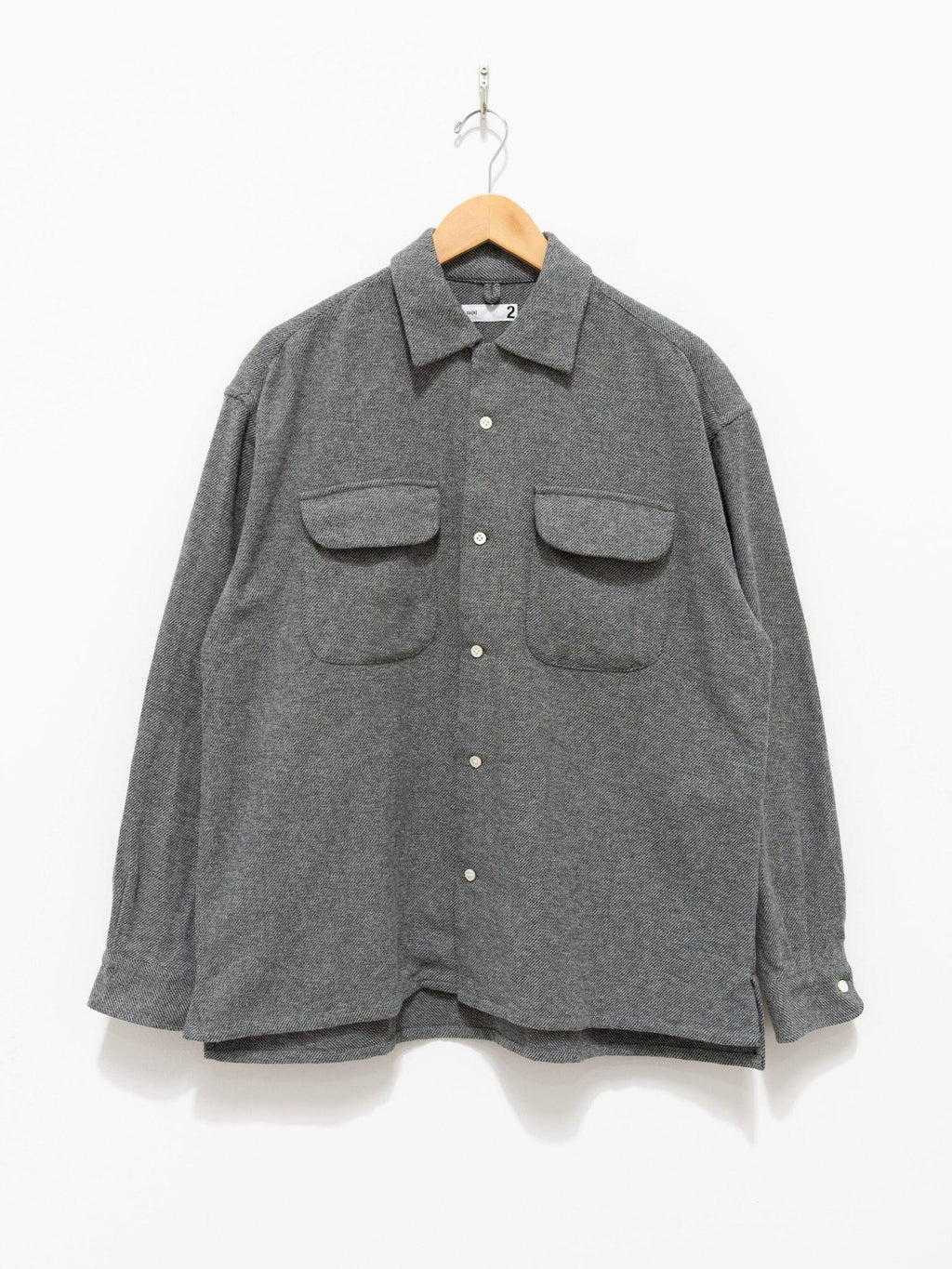 Namu Shop - ts(s) Mixed Color Cotton Round Flap Pocket Baggy Shirt - Gray