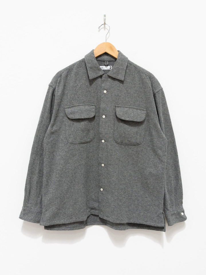 Namu Shop - ts(s) Mixed Color Cotton Round Flap Pocket Baggy Shirt - Gray